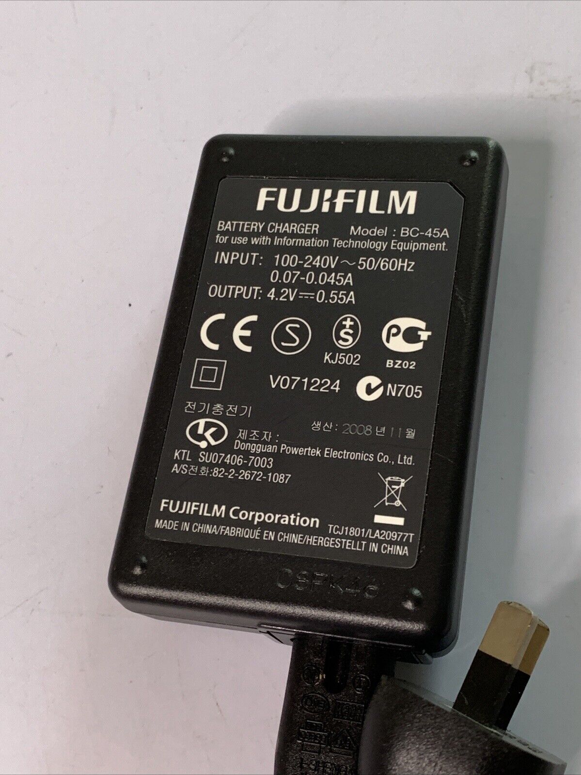 Genuine Fujifilm Camera Battery Charger BC-45A for Battery NP-45 NP-45A NP-45S