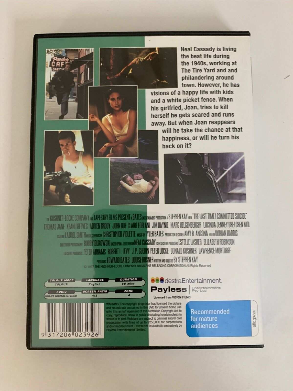 The Last Time I Committed Suicide (DVD, 1996) Keanu Reeves, Adrien Brody Region4