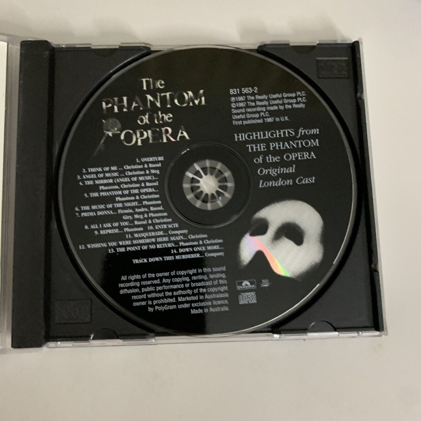 Highlights From The Phantom Of The Opera (The Original Cast Recording) CD 1987