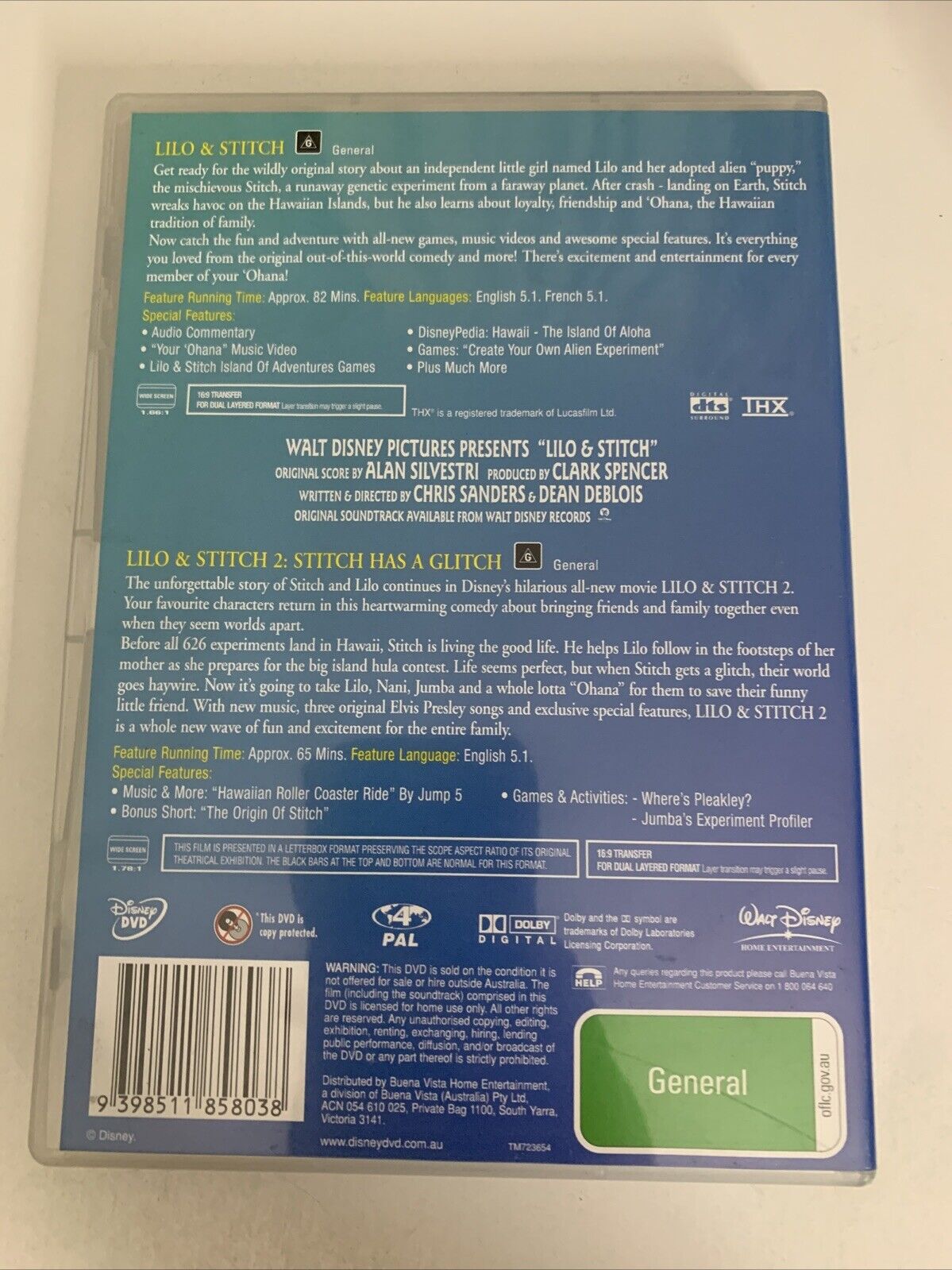 Lilo & Stitch / Lilo & Stitch 2 Stitch Has a Glitch (DVD, 2001) Disney Region 4