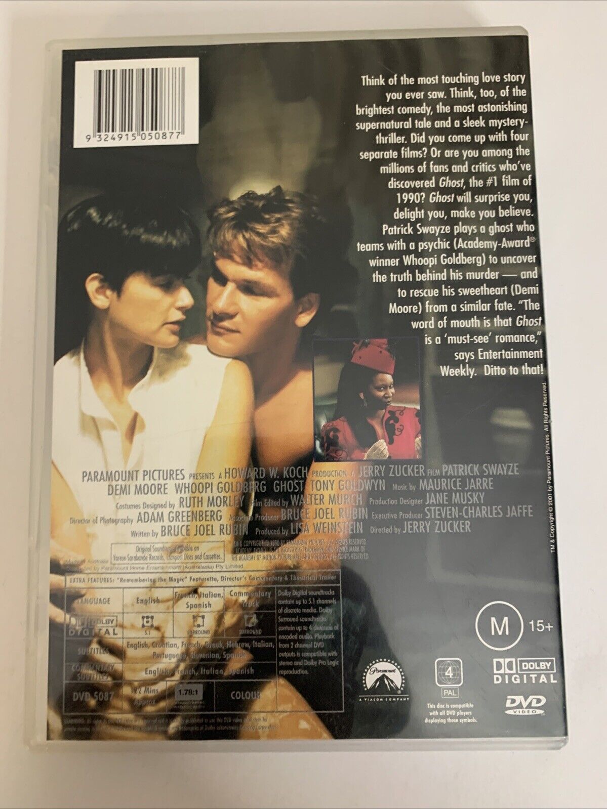 Ghost (DVD, 1990) Whoopi Goldberg, Demi Moore, Patrick Swayze Region 4