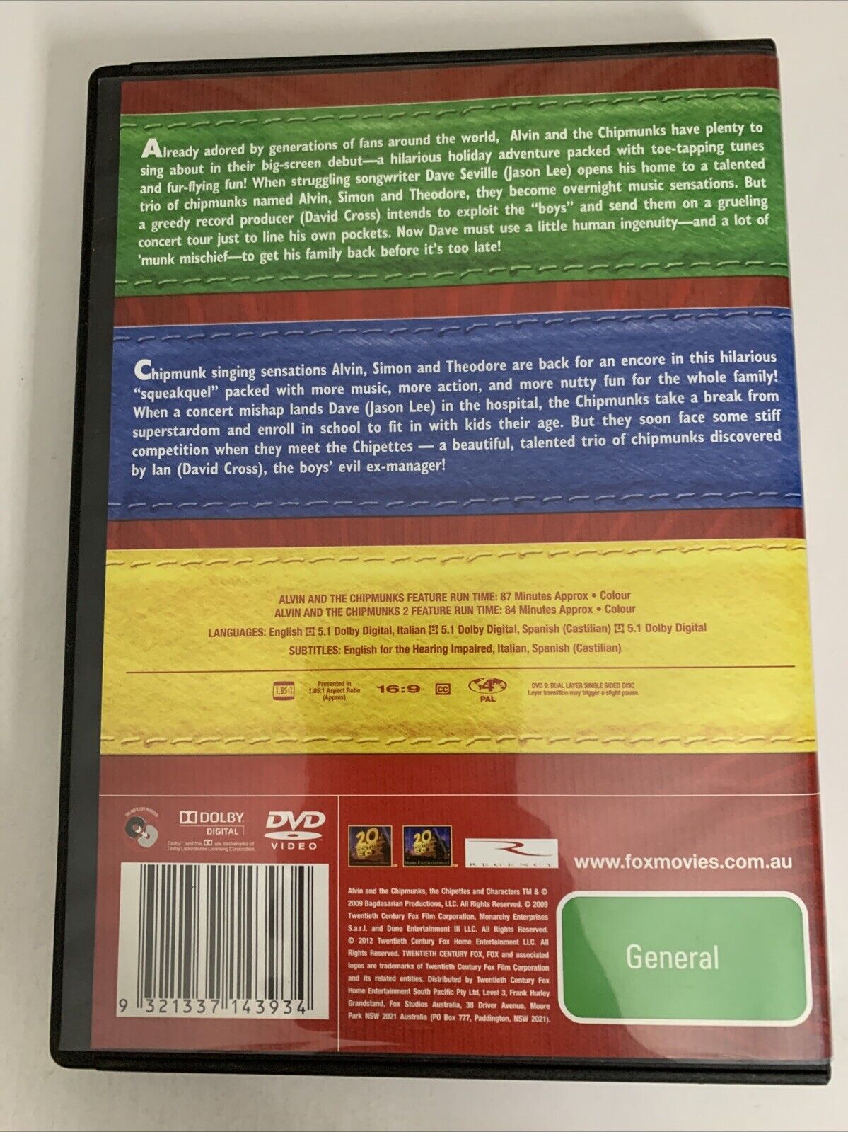 Alvin And The Chipmunks 1 & 2 The Squeakquel (DVD, 2010) Animation Region 4