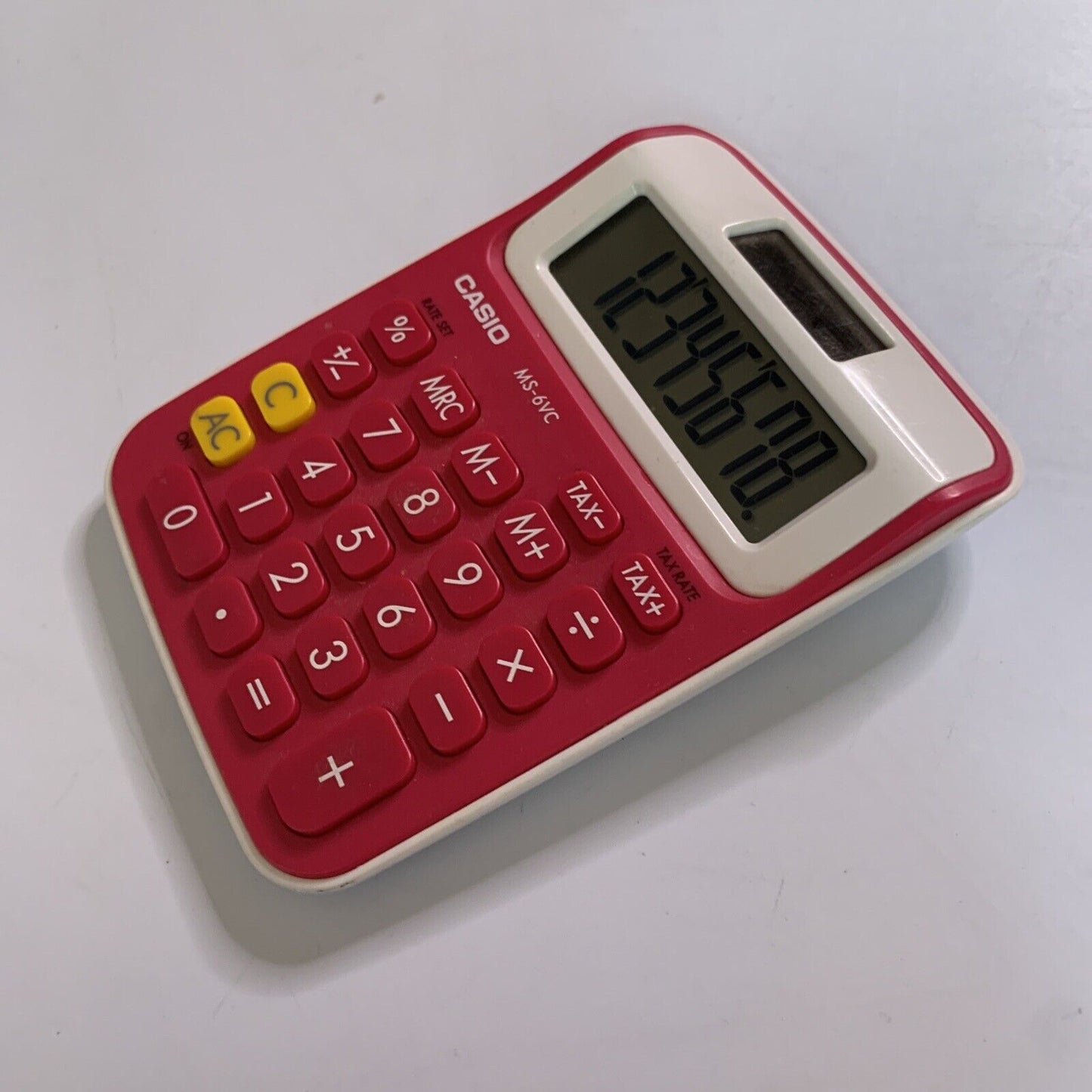 Casio MS-6VC Tax Calculator Solar Powered 10 Digits Red