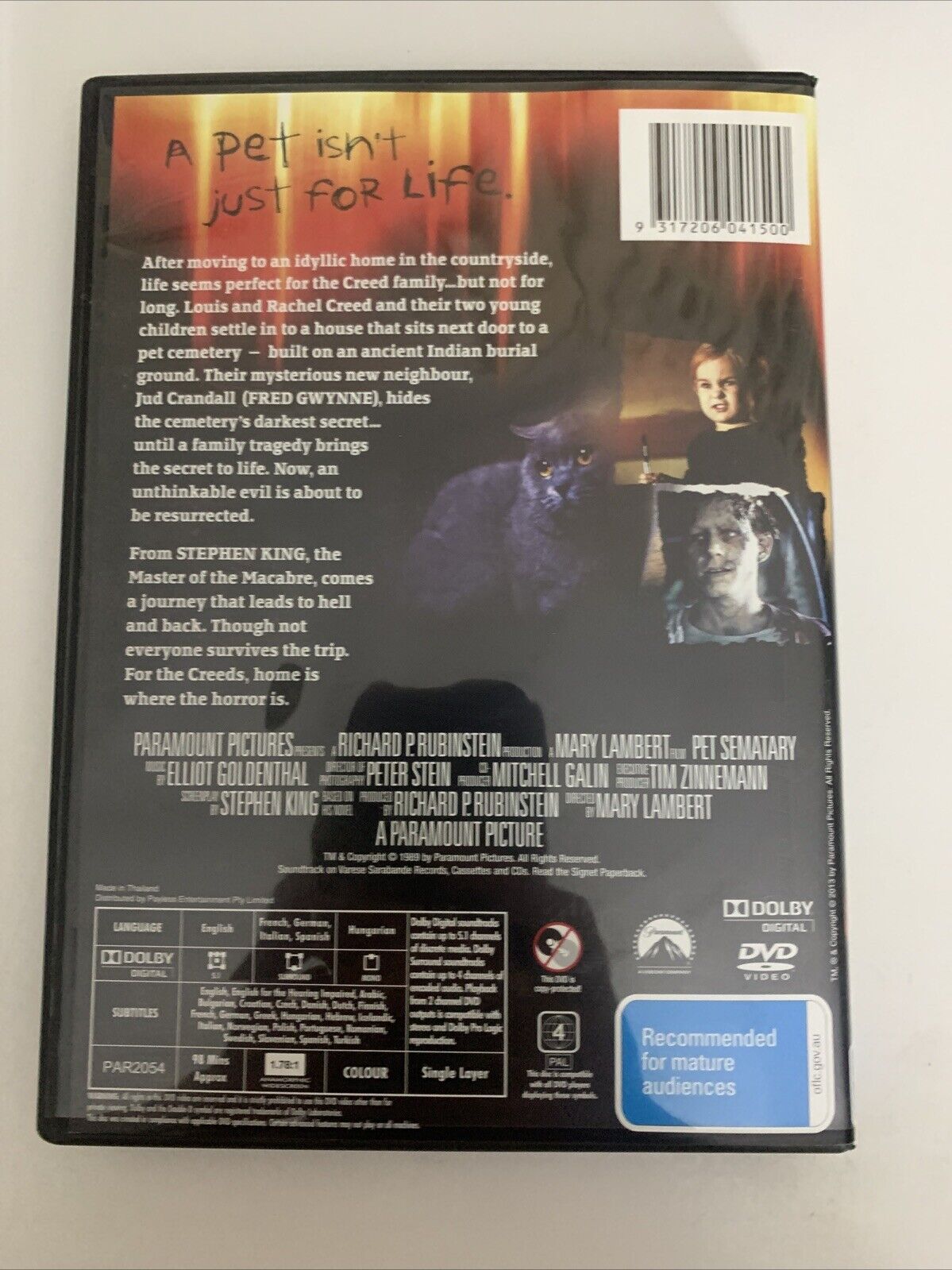 Pet Sematary (DVD, 1989) Stephen King Horror Region 4