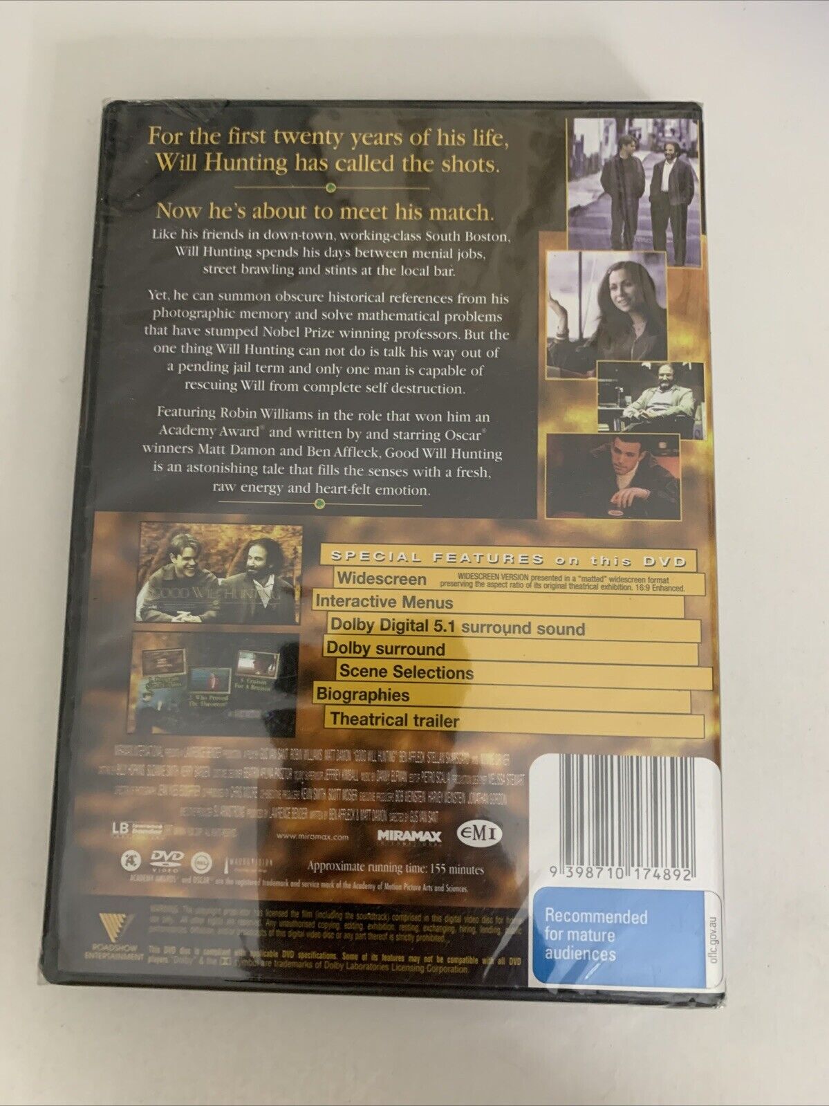 Good Will Hunting (DVD, 1997) Matt Damon, Robin Williams Region 4 NEW