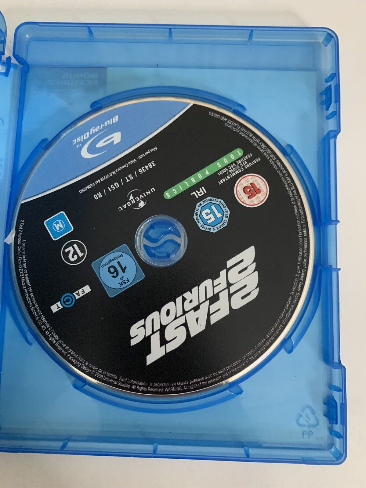 2 Fast 2 Furious (Blu-ray, 2003) Eva Mendes, Cole Hauser, Paul Walker Region B