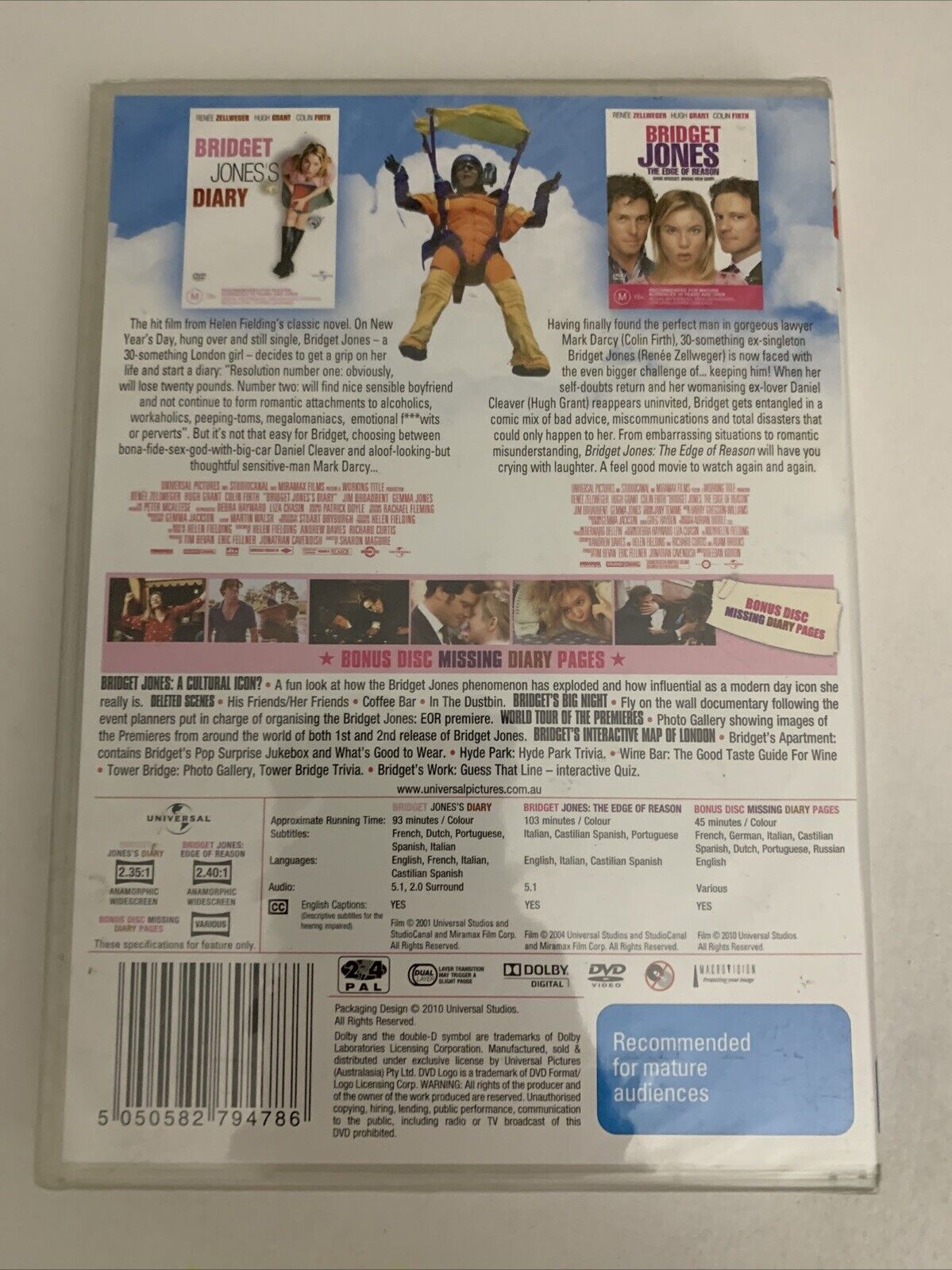 Bridget Jones Diary / The Edge Of Reason / Missing Diary Pages (DVD, 2001) NEW