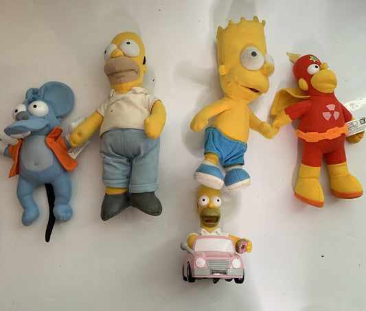 5x The Simpsons Figurines Homer Bart Itchy Radioactive Action Figure Plush Toy