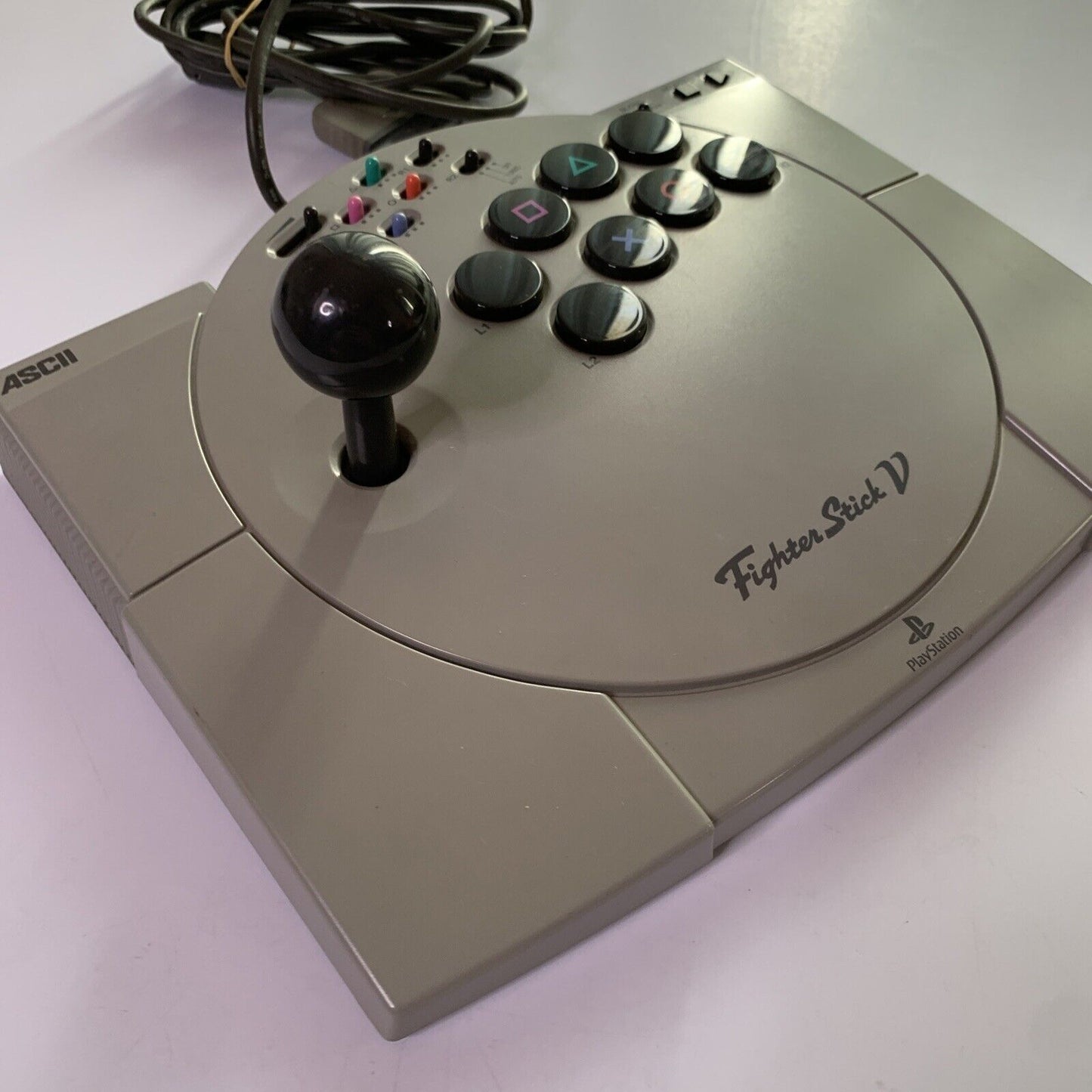 ASCII Fighter Stick V Arcade Joystick For Sony PlayStation PS1 PS2 Turbo Auto