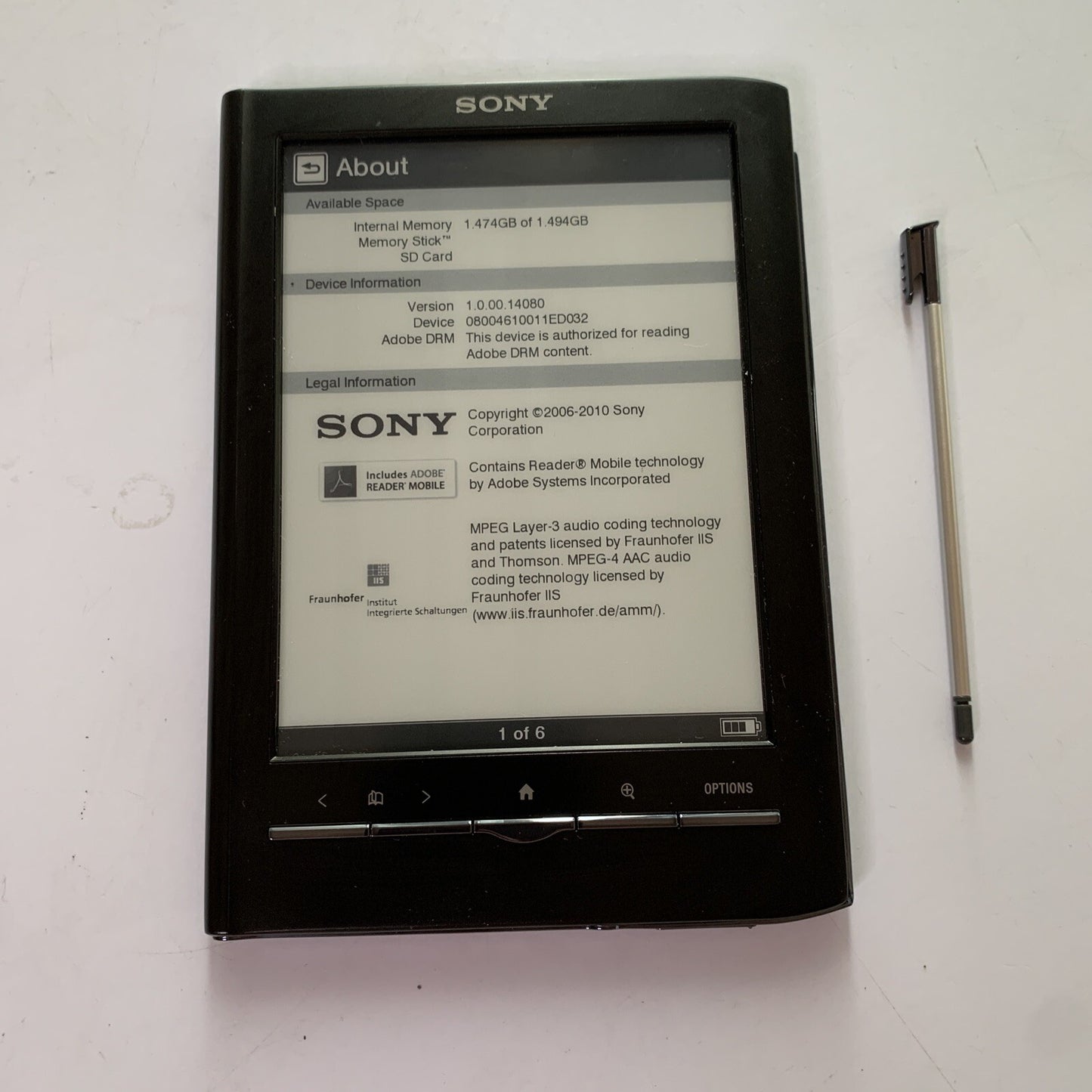Sony Digital Book Reader 6-inch E Ink 2GB eReader WiFi Stylus Pen PRS-650