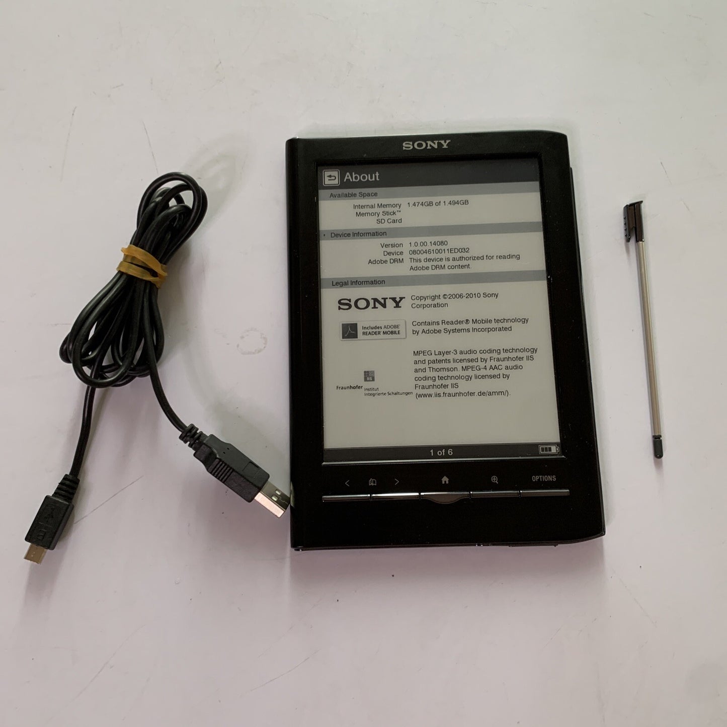 Sony Digital Book Reader 6-inch E Ink 2GB eReader WiFi Stylus Pen PRS-650