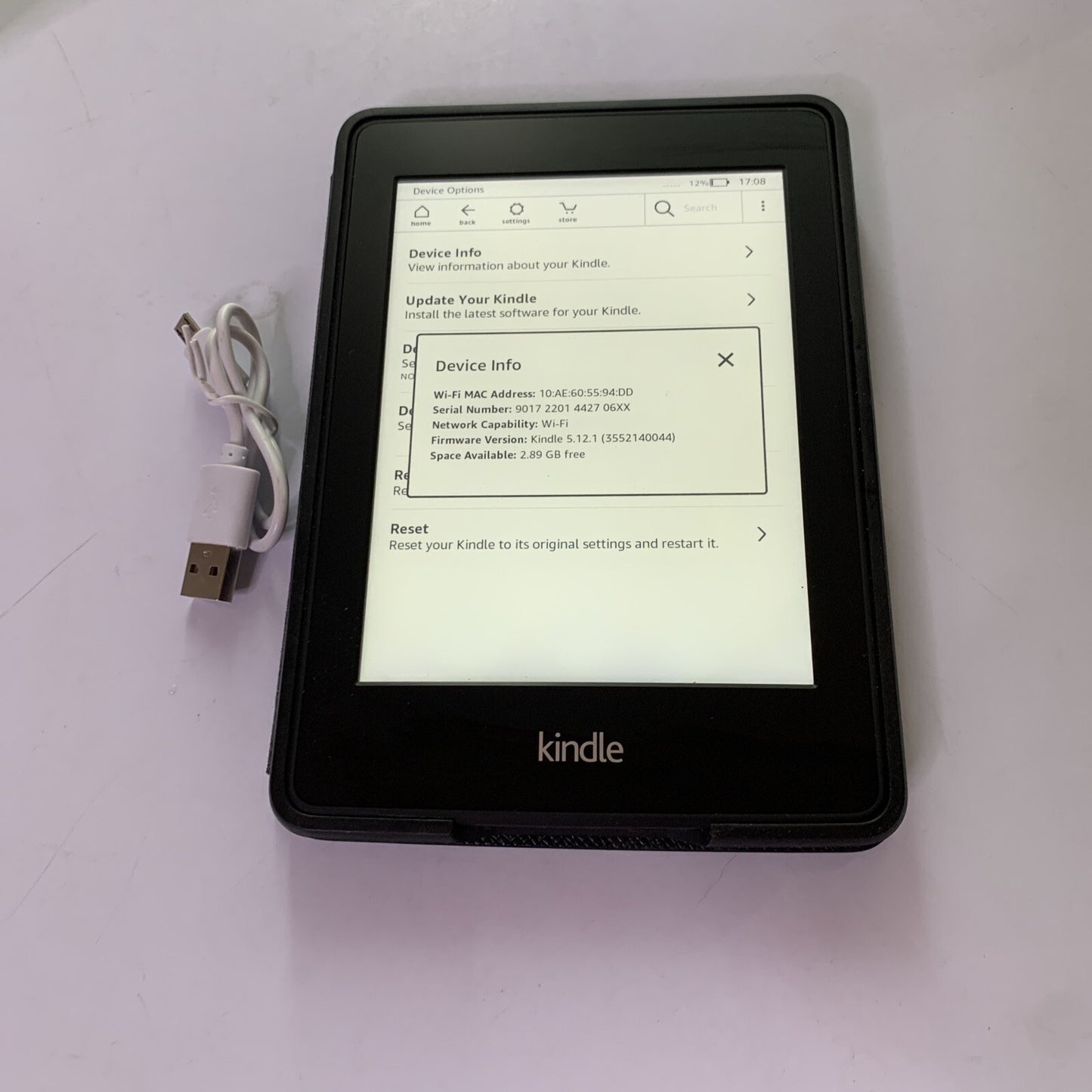 Amazon Kindle Paperwhite 6th Generation 6" 4GB Black with Cover