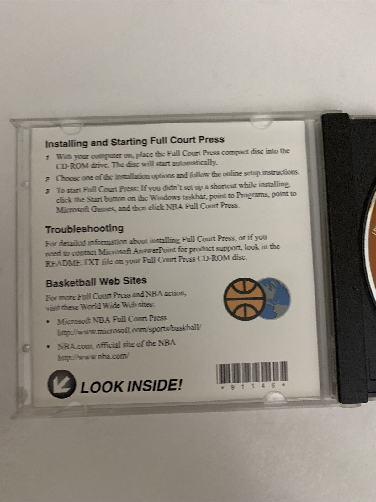 NBA Full Court Press PC CD-ROM Windows 95 Basketball 1996 Game