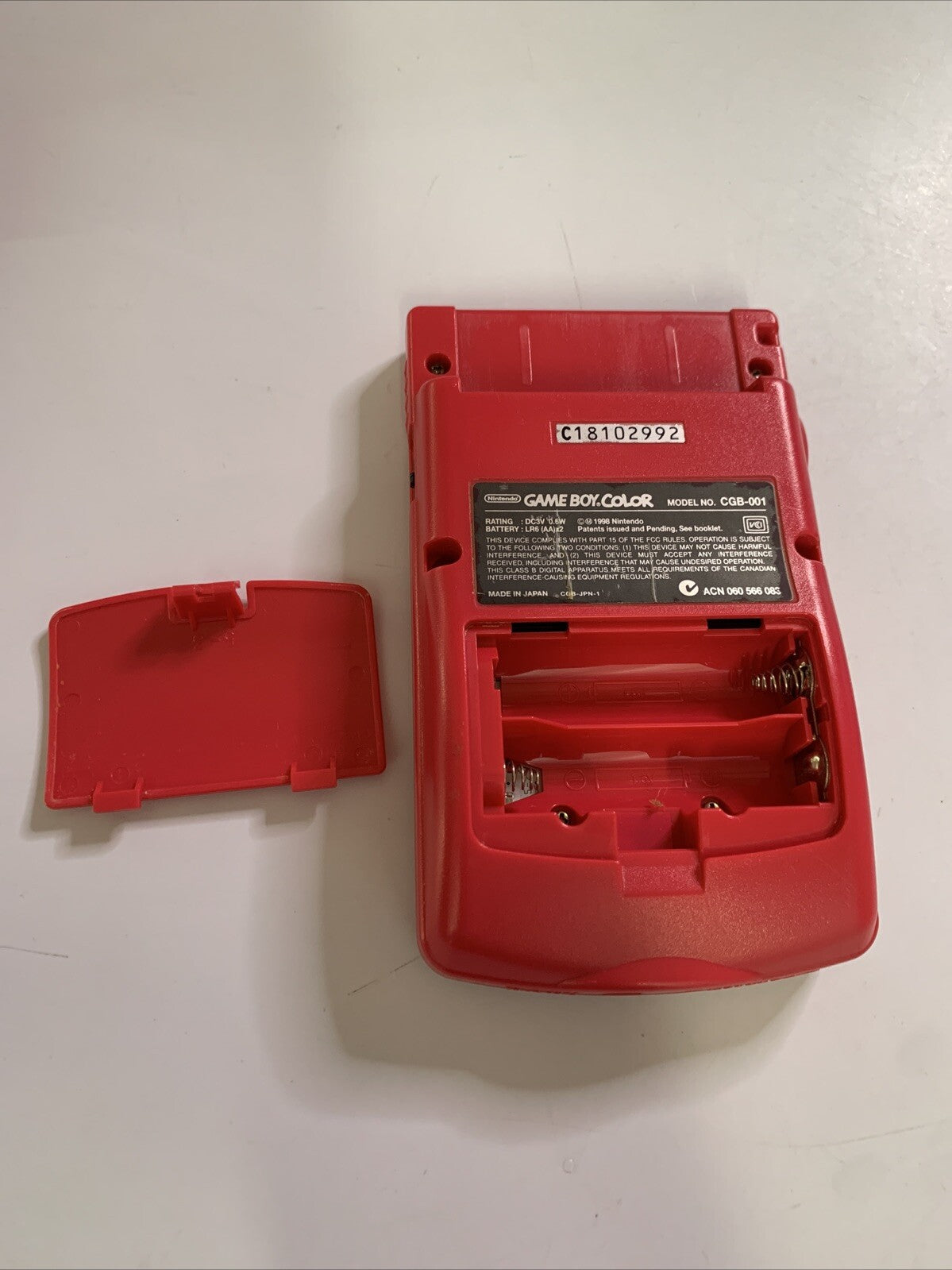 Nintendo Gameboy Color Red Handheld Console Genuine CGB-001