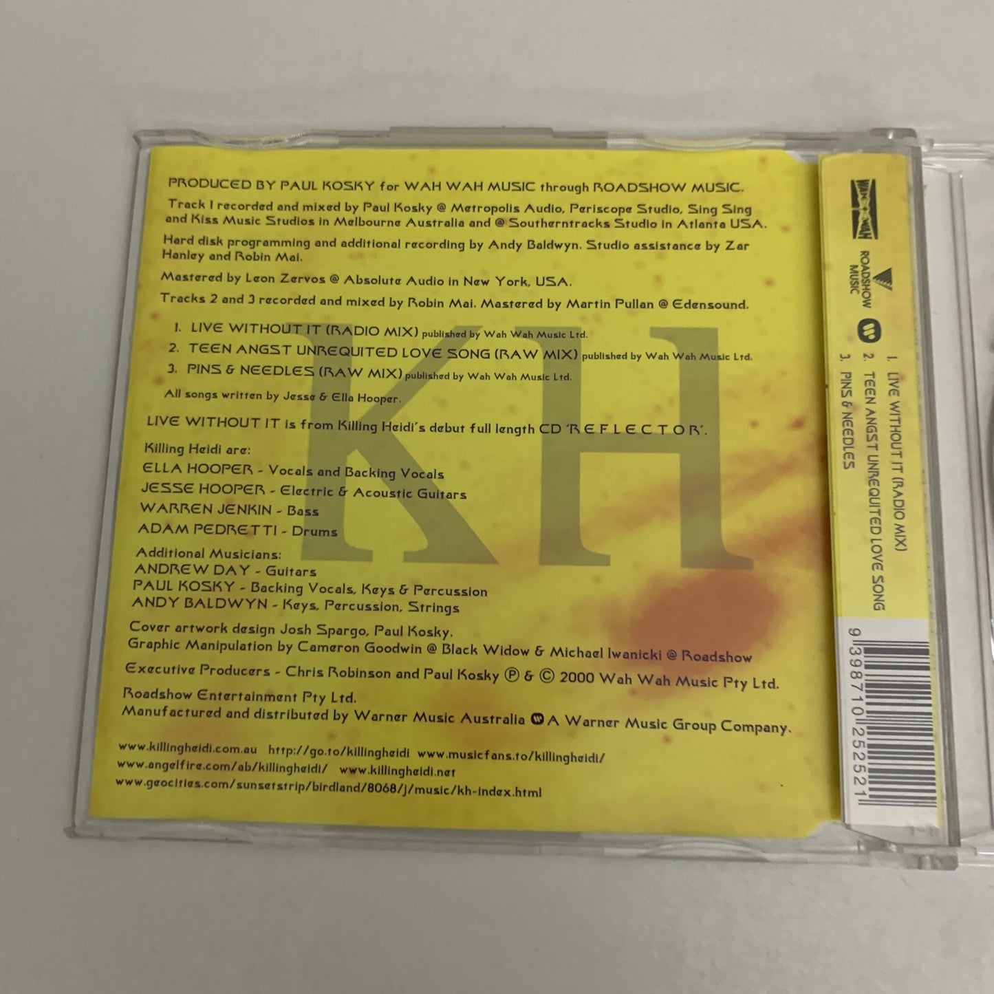 Killing Heidi – Live Without It (CD, 2000) Australia Single