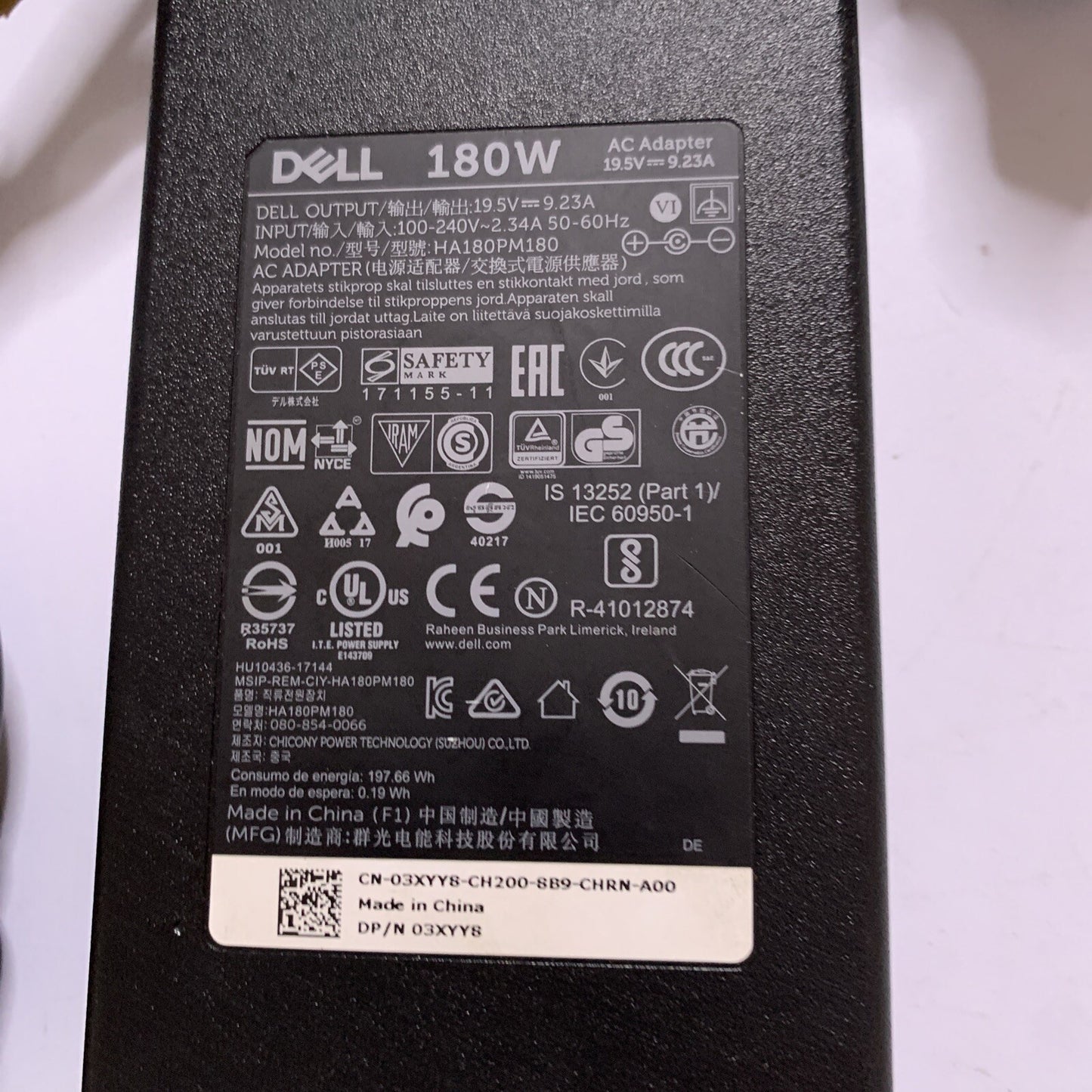 Genuine Dell HA180PM180 Laptop Power Supply Charger 19.5 9.23A AC Adapter