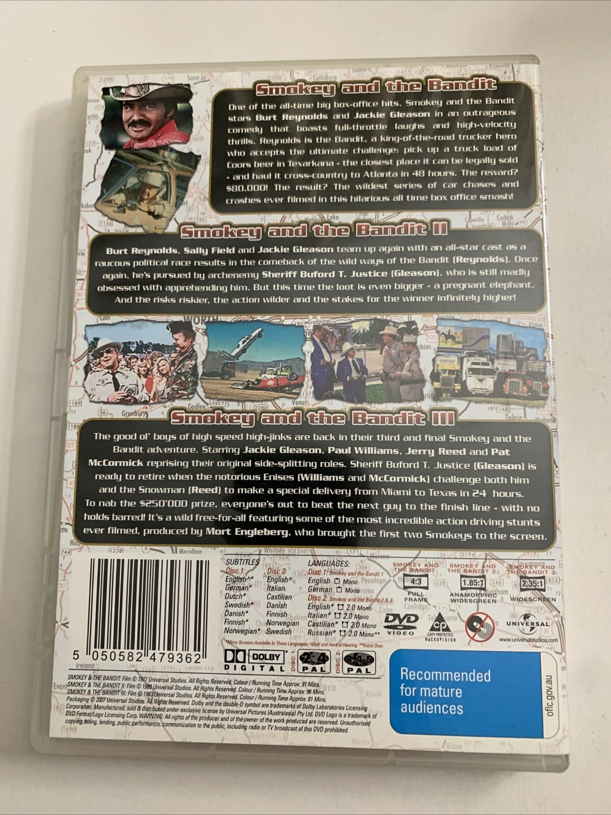 Smokey And The Bandit 1,2,3 Triple Pack (DVD, 1980) Burt Reynolds Region 4 &2