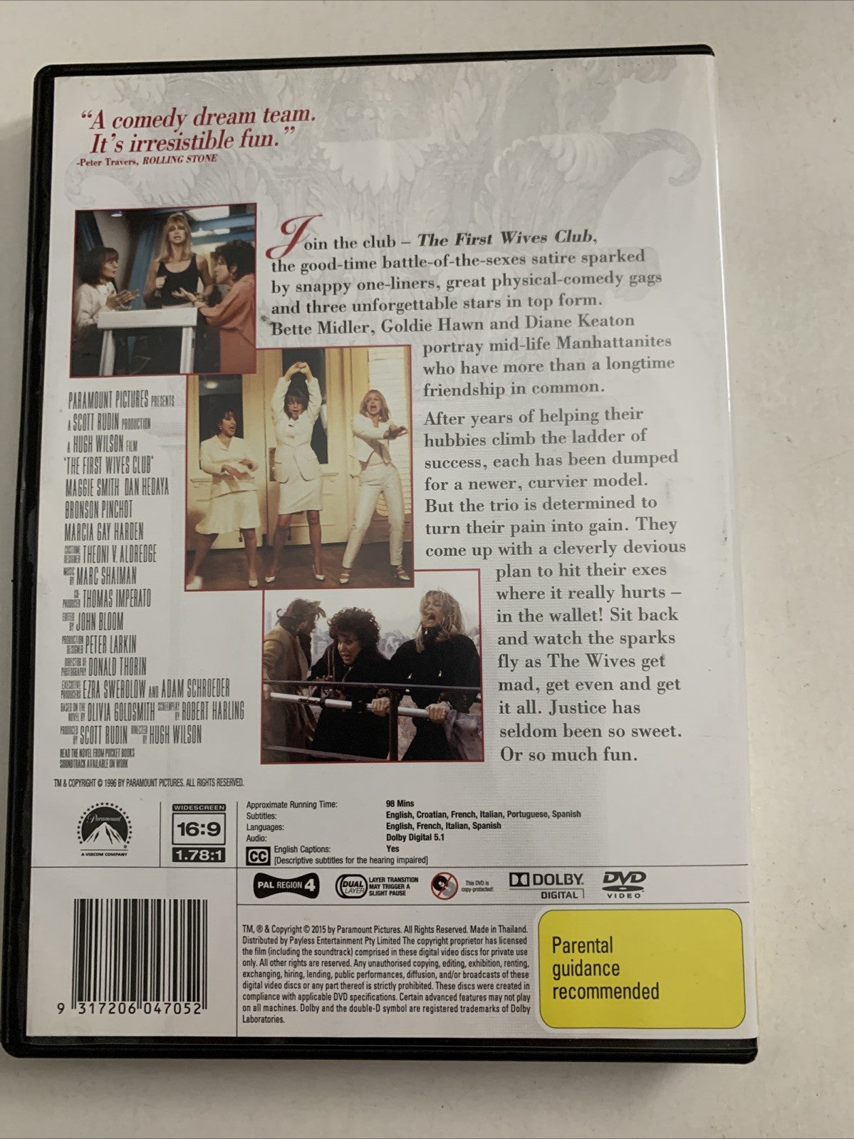 The First Wives Club (DVD, 1996) Bette Midler, Goldie Hawn, Diane Keaton NEW
