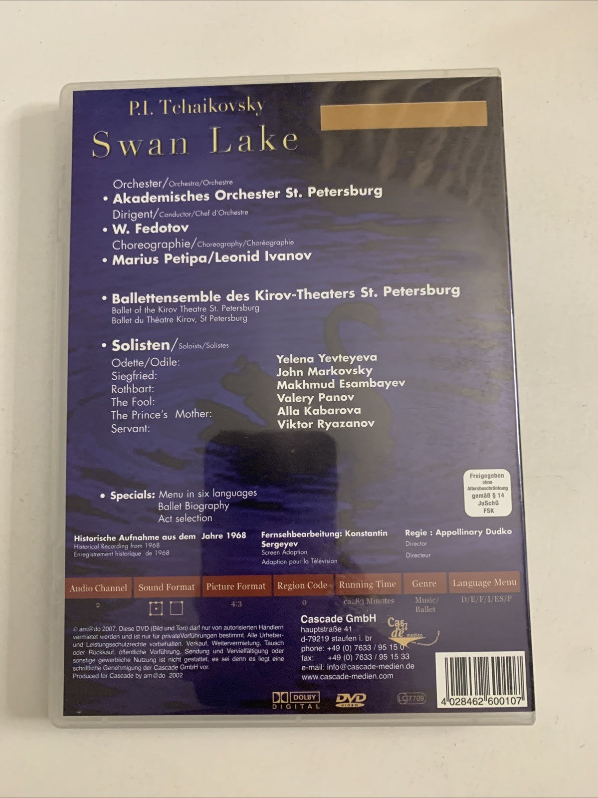 The Kirov Ballet In Swan Lake By Tchaikovsky (DVD, 1968) All Regions NEW