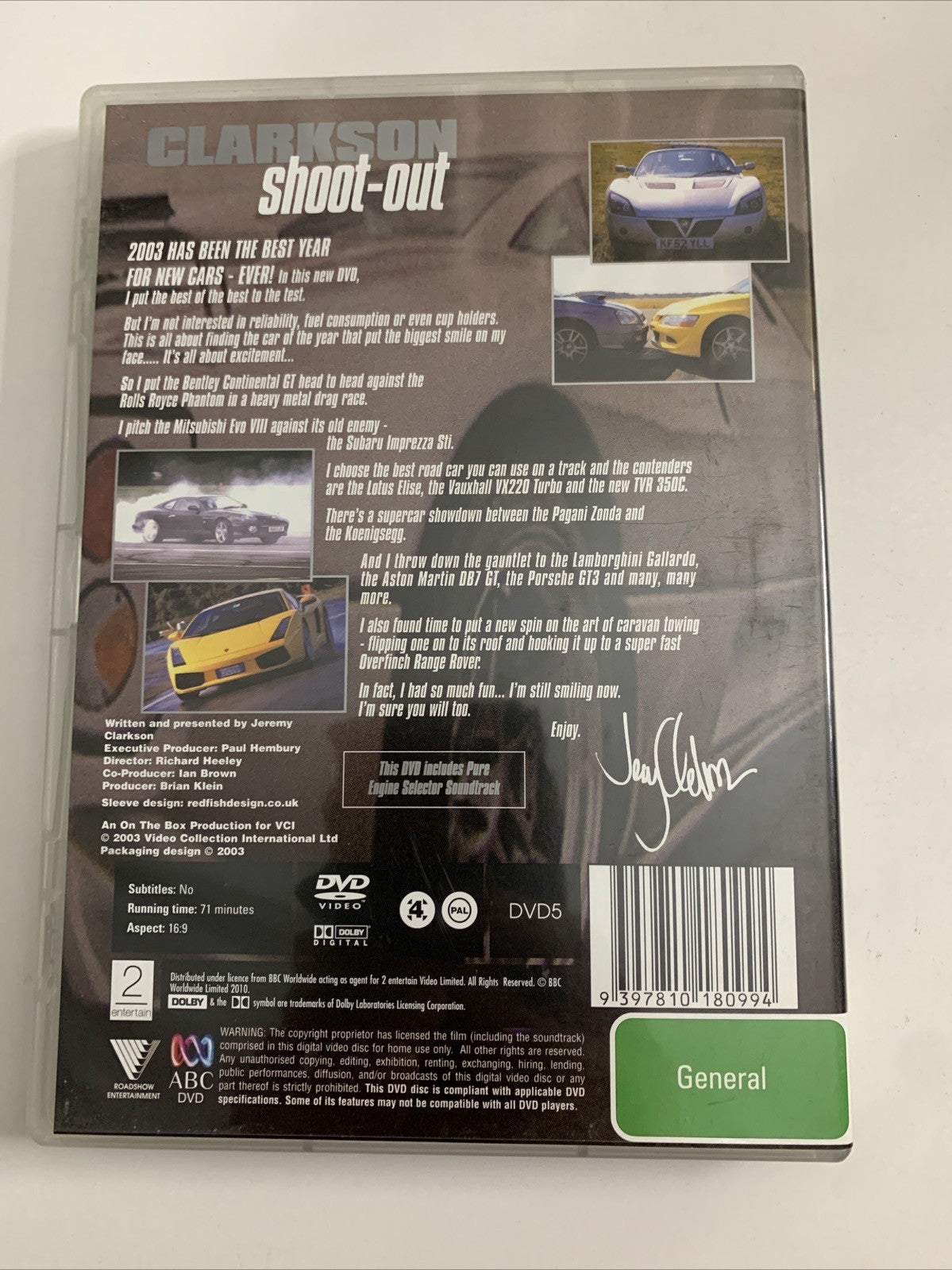 Clarkson Shoot Out (DVD, 2003) The 30 Cars Of 2003 Region 4