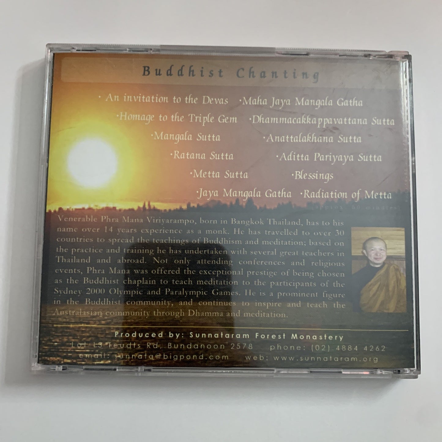 Buddhist Chanting For Blessings Meditation & Protection (CD) Sunnataram Forest