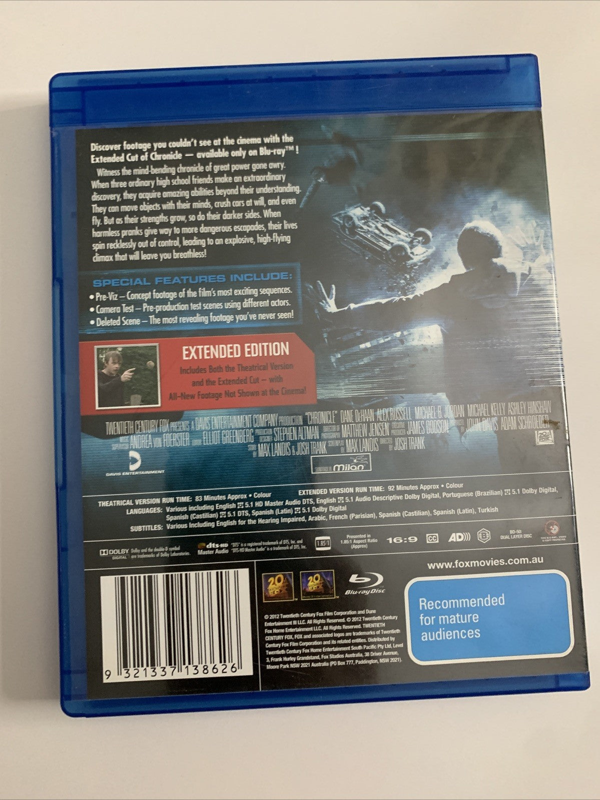 Chronicle : Extended Edition (Blu-ray, 2012) Michael B. Jordan, Dane Dehaan