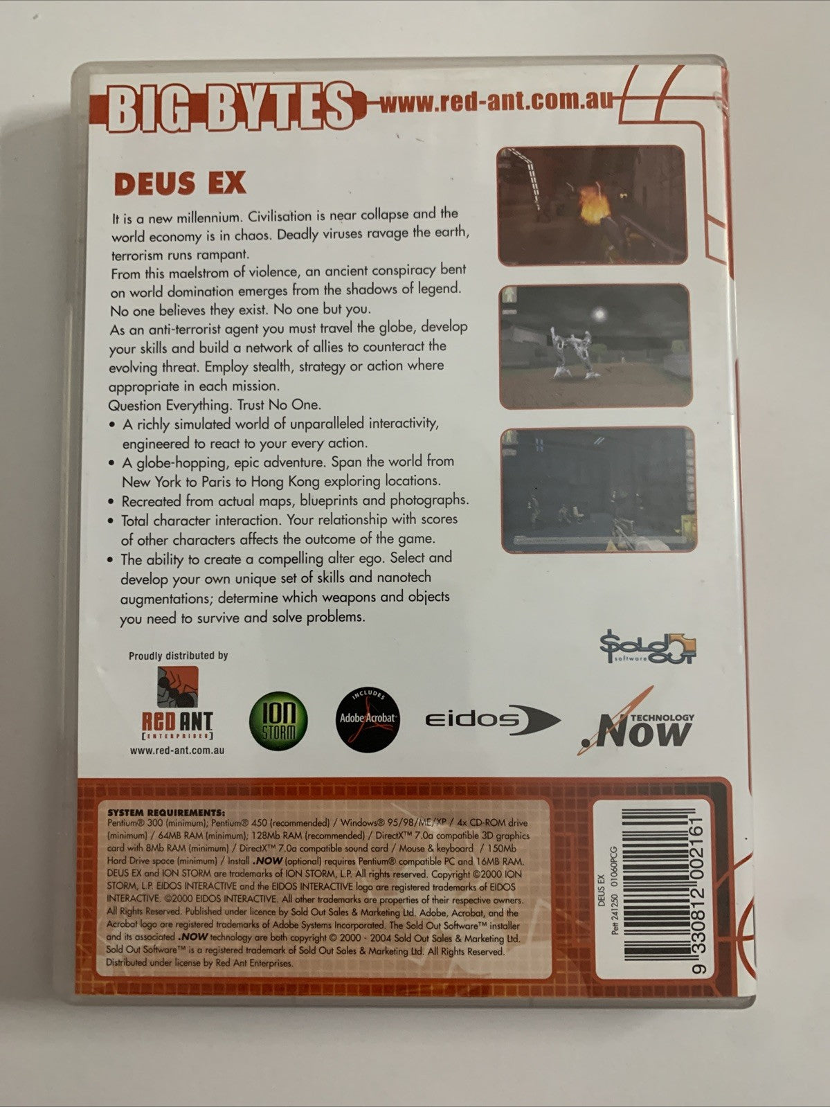 Deus Ex PC CD-ROM Game Windows 95/98/ME/XP