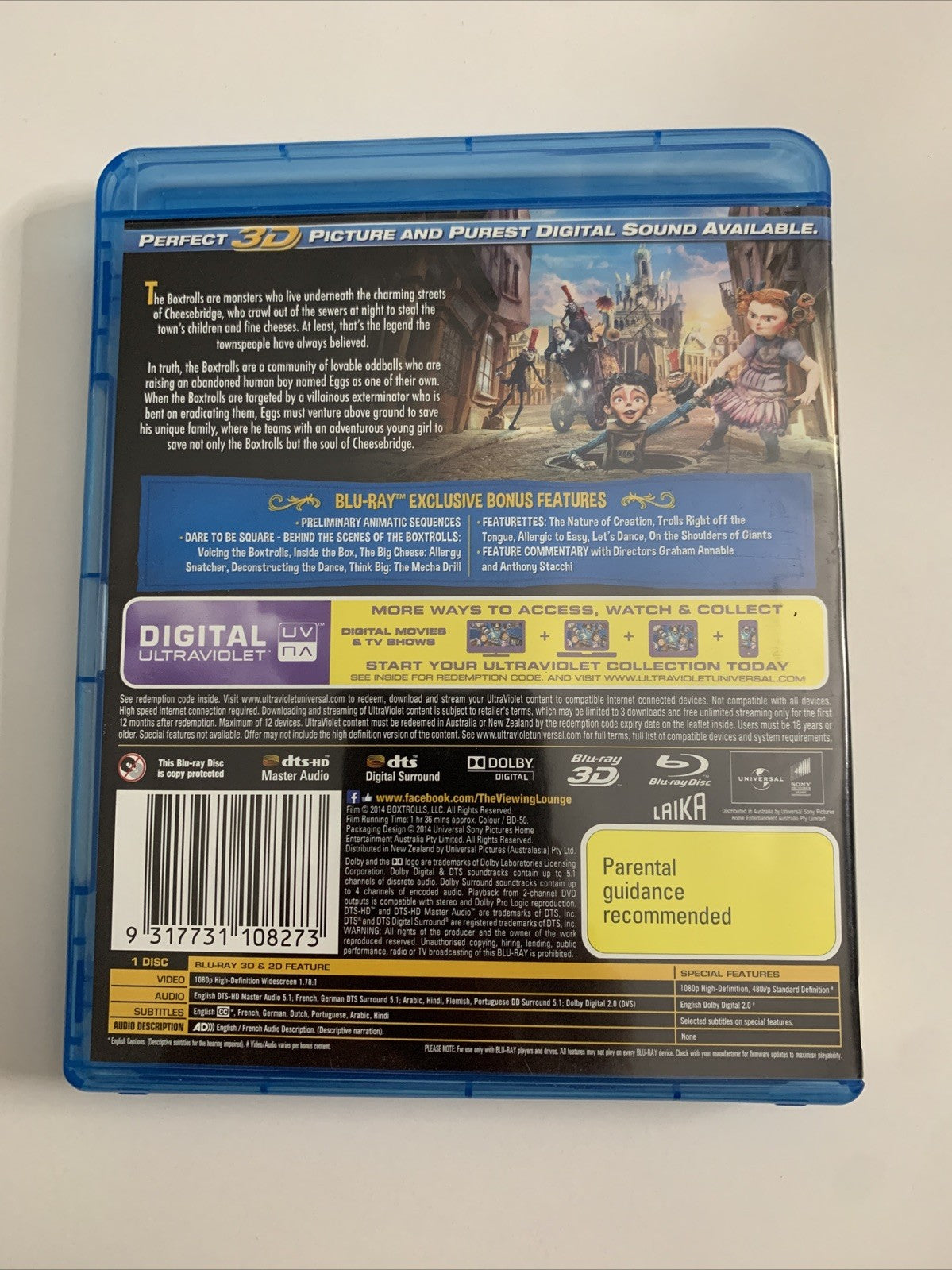 The Boxtrolls 3D (Blu-ray 3D, 2014) Animated Movie