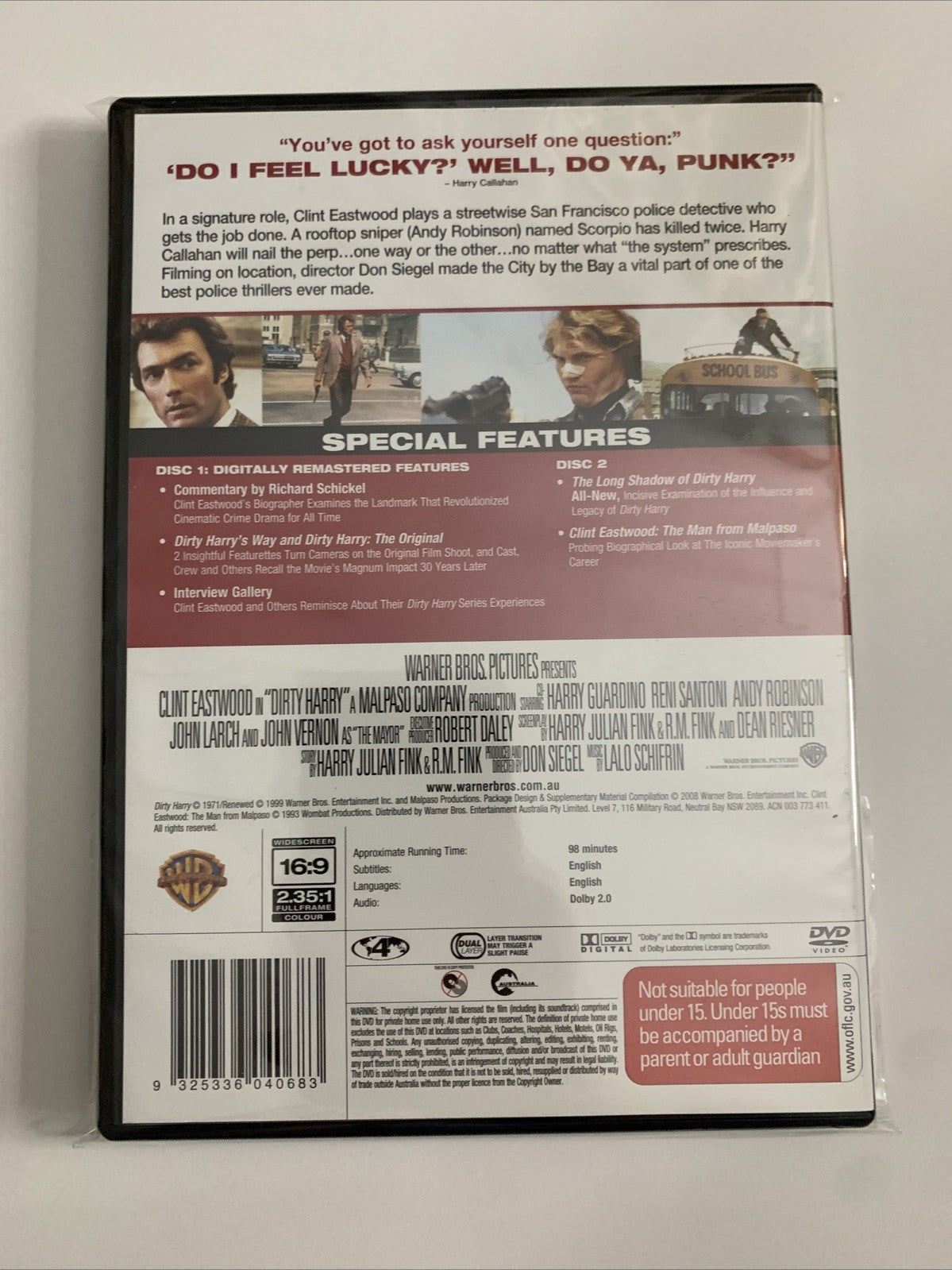 Dirty Harry (Special Edition, DVD, 1971) Clint Eastwood Region 4 NEW
