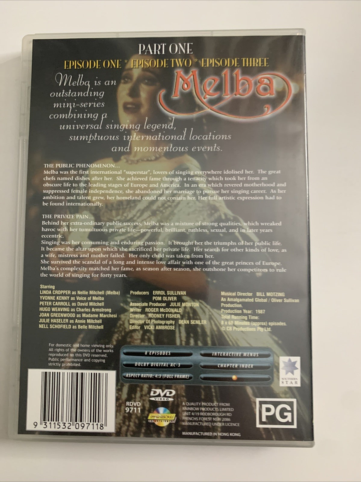Melba (DVD, 1988) Complete Mini Series Linda Cropper, Hugo Weaving All Regions
