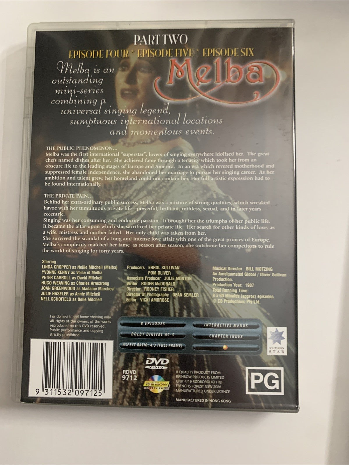 Melba (DVD, 1988) Complete Mini Series Linda Cropper, Hugo Weaving All Regions