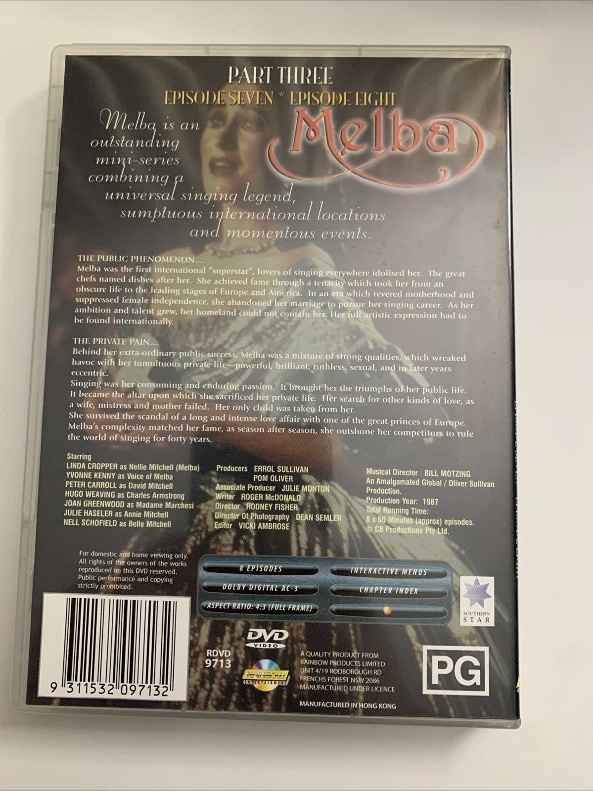 Melba (DVD, 1988) Complete Mini Series Linda Cropper, Hugo Weaving All Regions