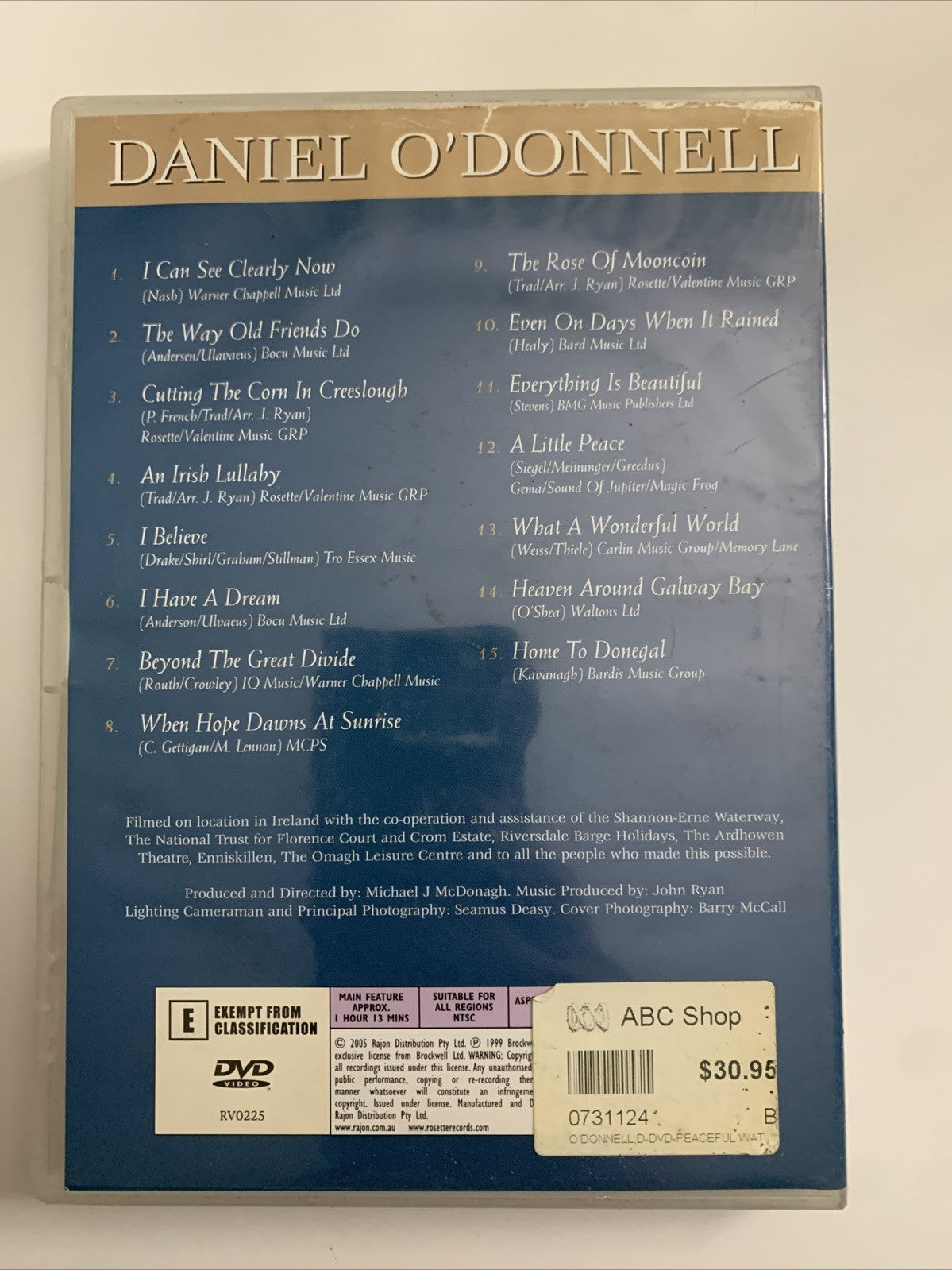 Daniel O'Donnell Peaceful Waters (DVD, 1999) All Regions