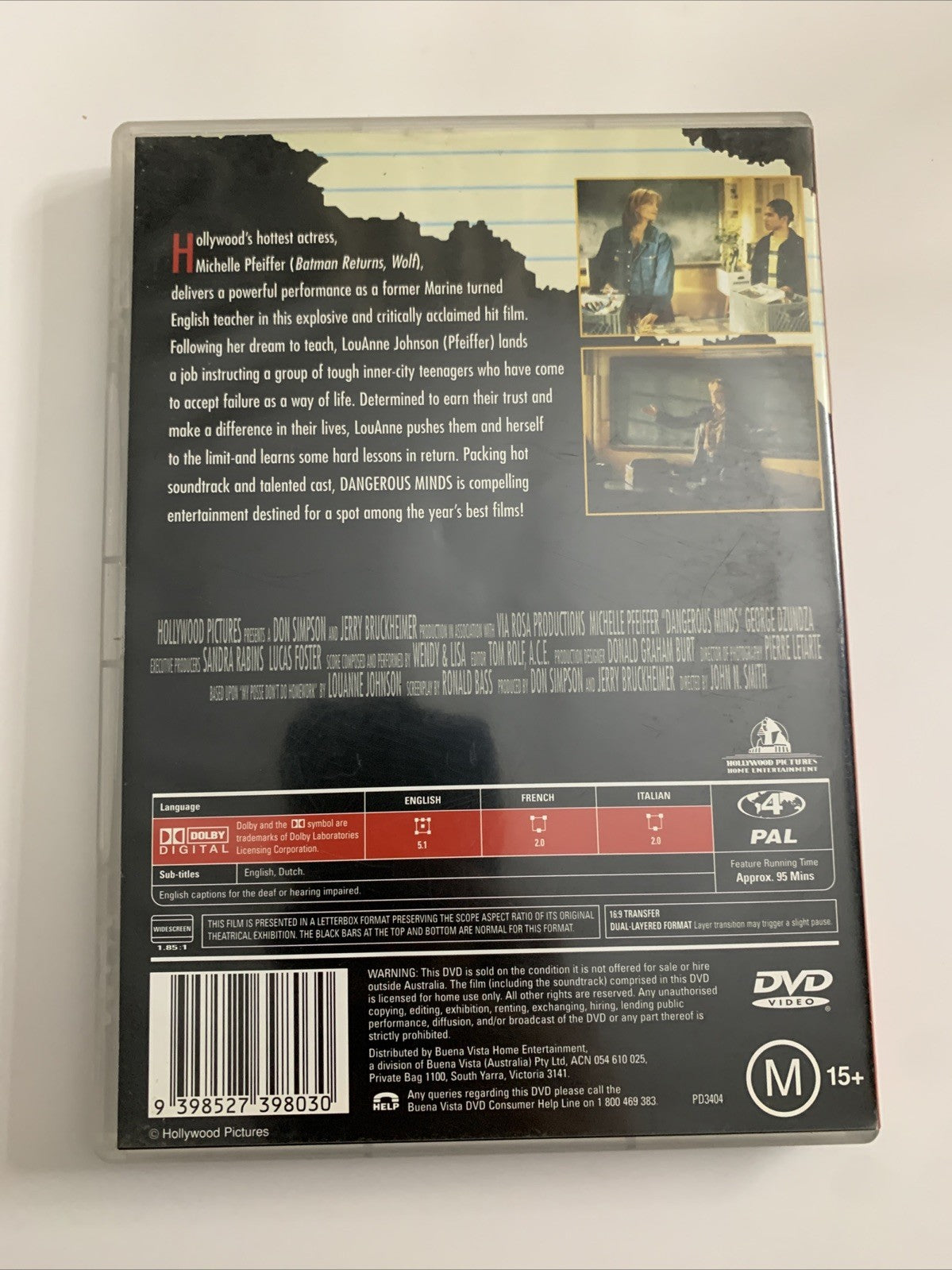 Dangerous Minds (DVD, 1995) Michelle Pfeiffer Region 4