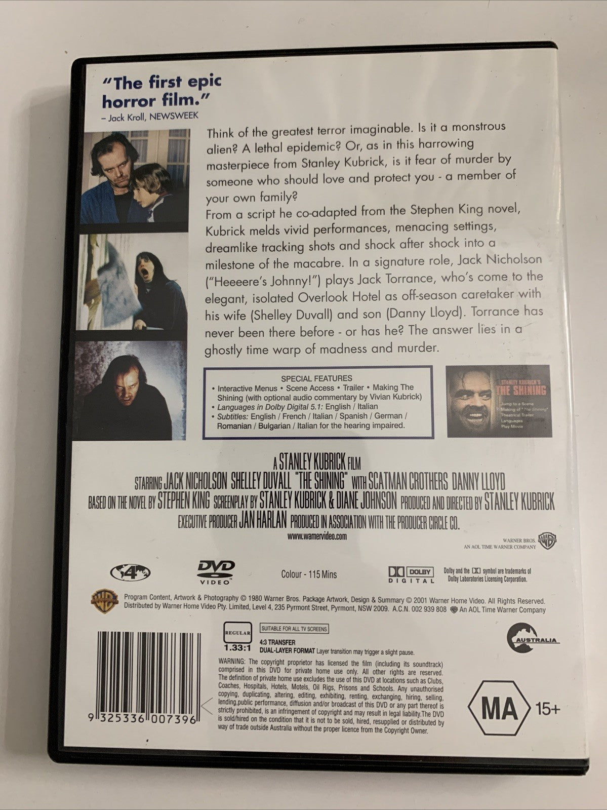 The Shining (DVD, 1980) Stanley Kubrick Film, Jack Nicholson Region 4
