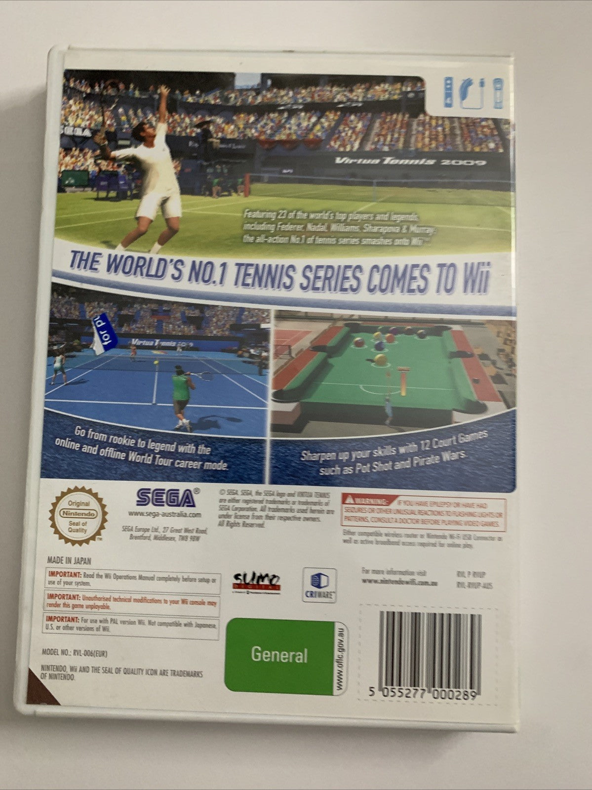 Virtua Tennis 2009 Nintendo Wii PAL Game Complete