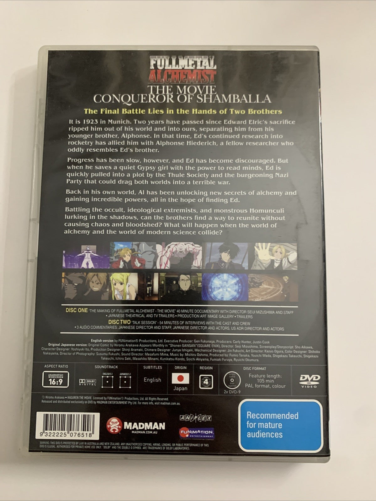 Fullmetal Alchemist The Movie : Conqueror Of Shamballa (DVD, 2005) Anime Region4