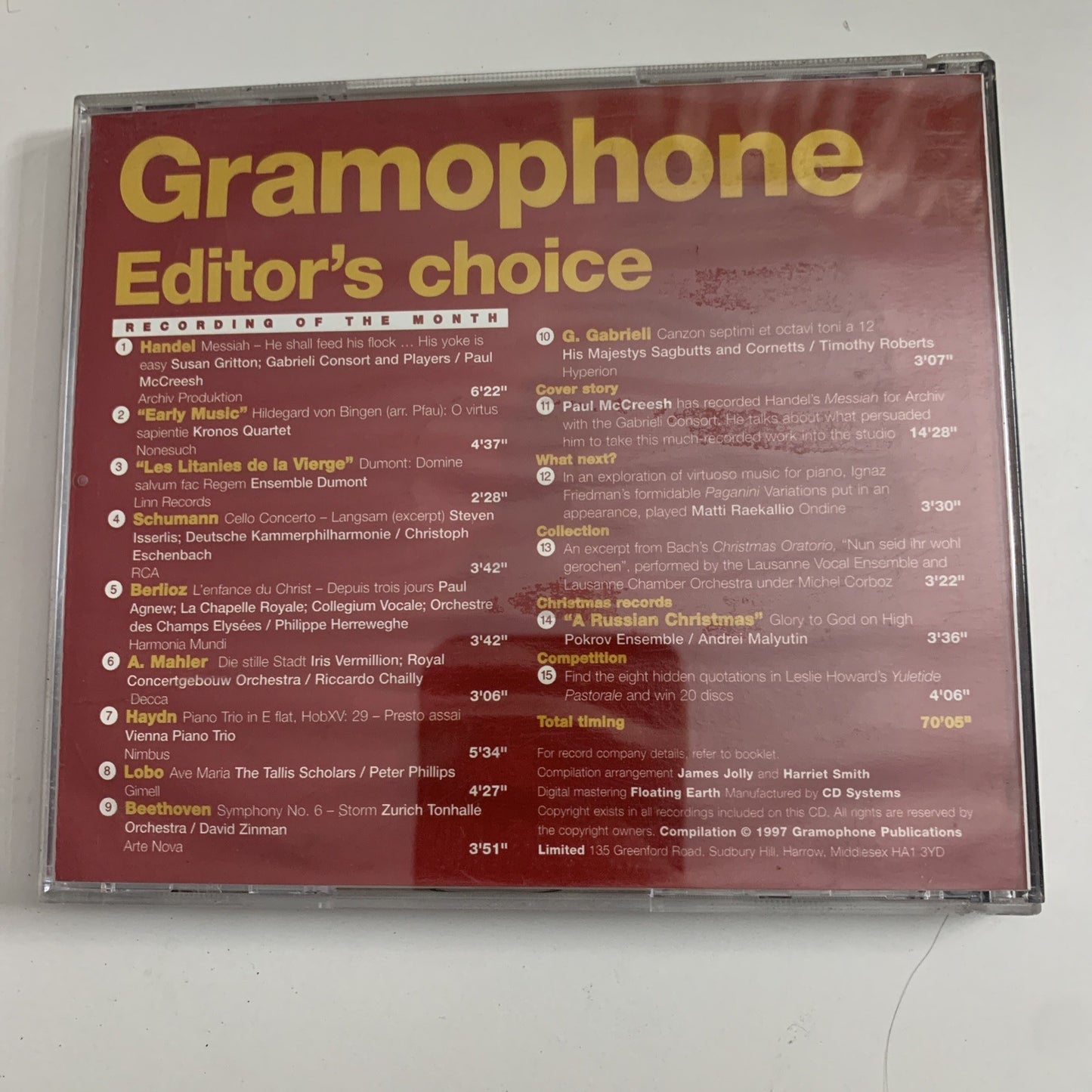 Gramophone December 1997 Editors Choice (CD, 1997) GCD1297