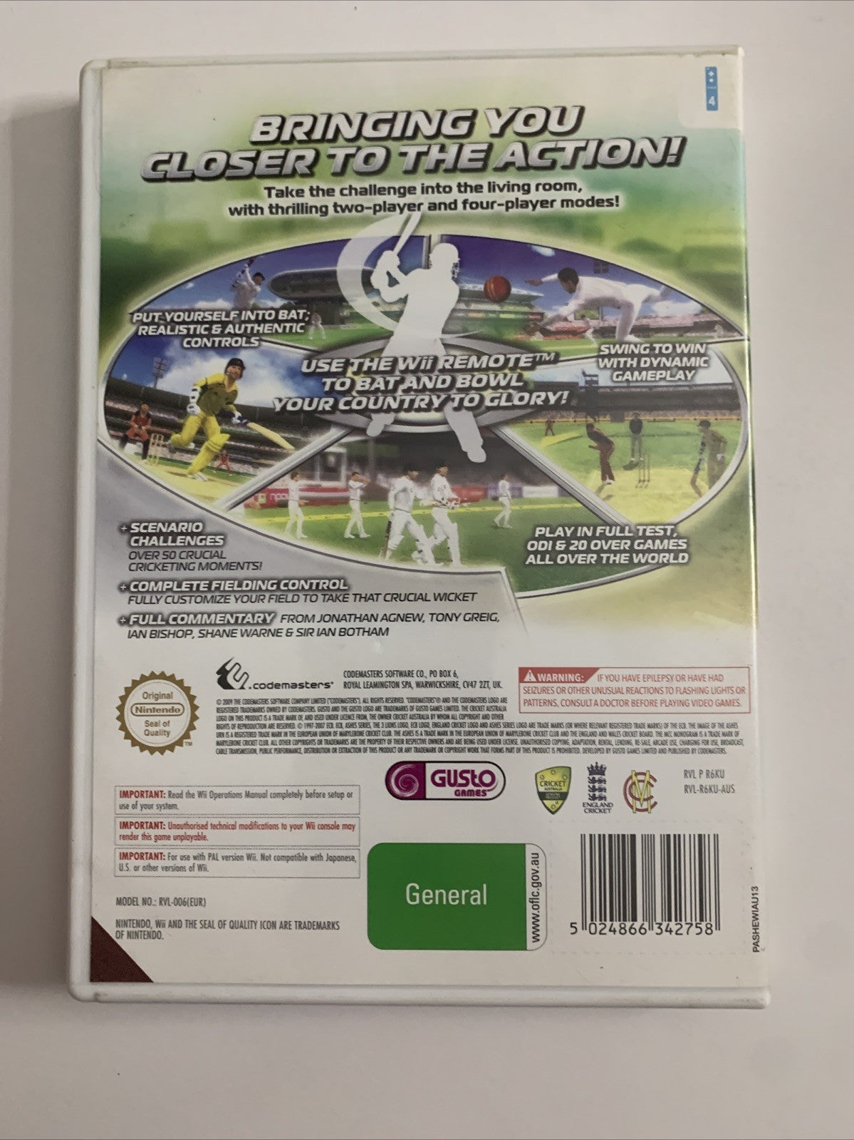 Cricket Nintendo Wii PAL 2008 Game Complete