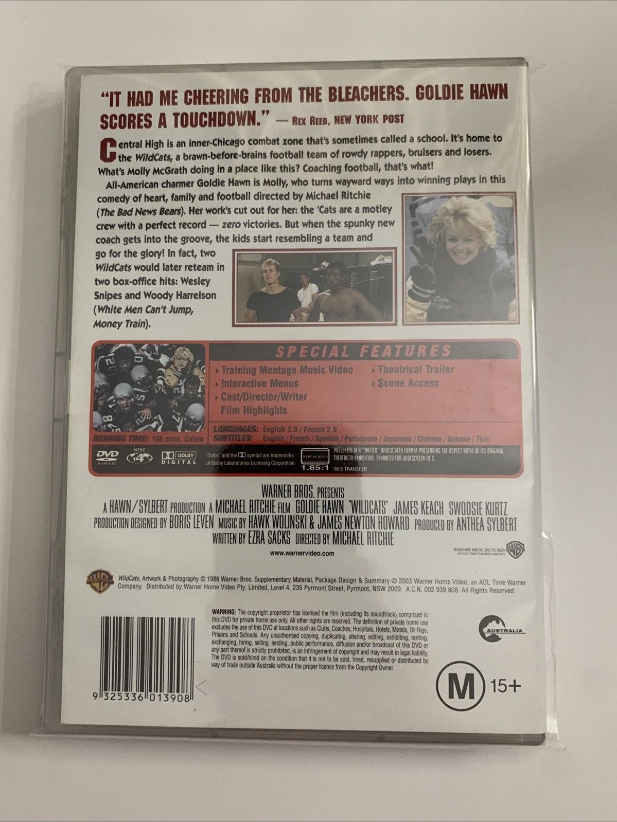 Wildcats (DVD, 1986) Goldie Hawn, Wesley Snipes, Woody Harrelson Region 4 NEW