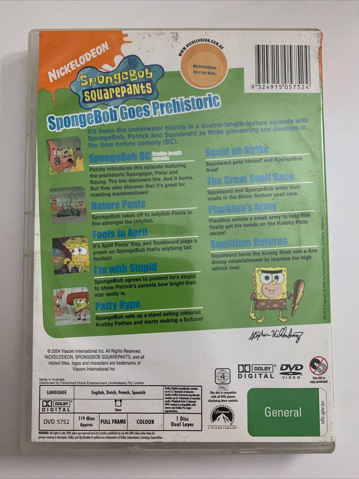 SpongeBob SquarePants : SpongeBob Goes Prehistoric (DVD, 2005) Region 4