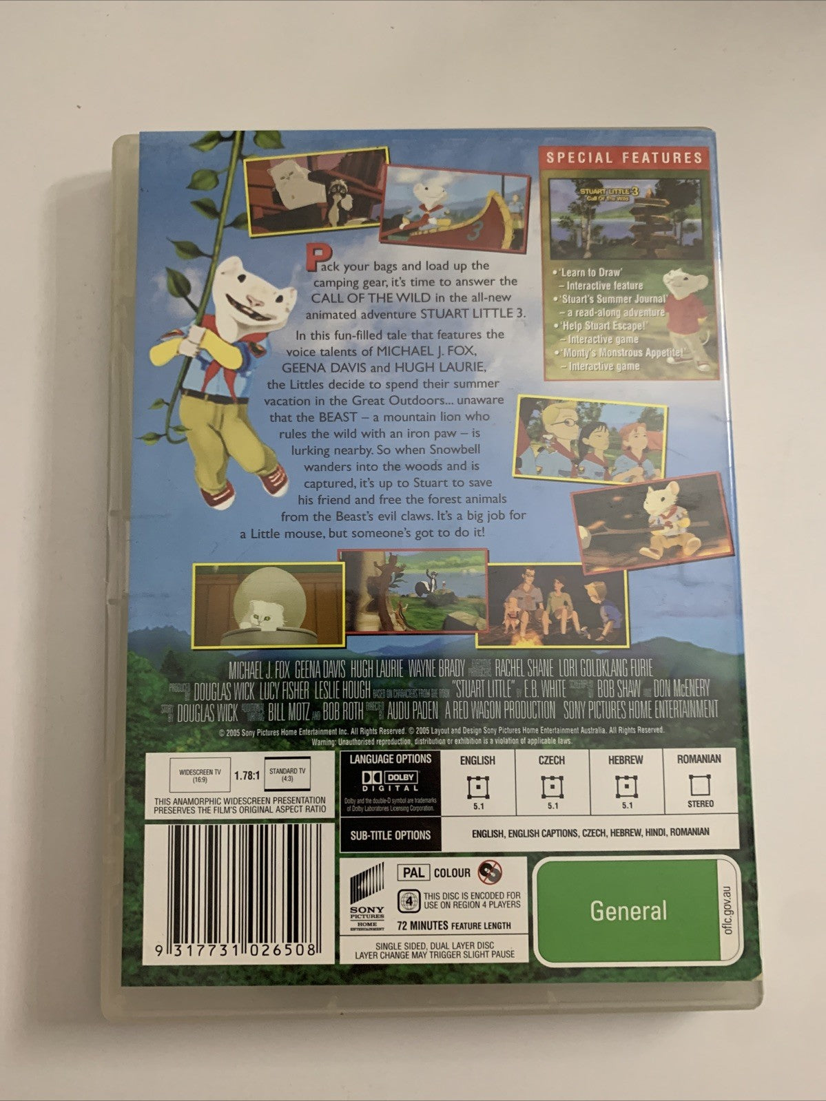 Stuart Little 3 (DVD, 2005) Geena Davis, Michael J. Fox, Hugh Laurie Region 4