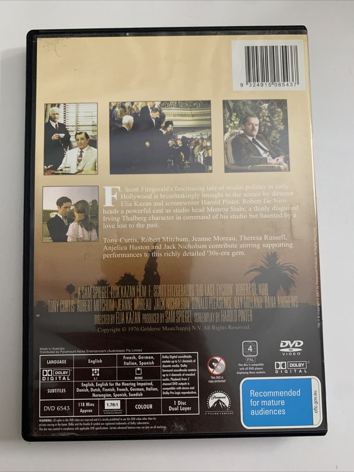 The Last Tycoon (DVD, 1977) Robert De Niro, Tony Curtis, Jack Nicholson Region 4
