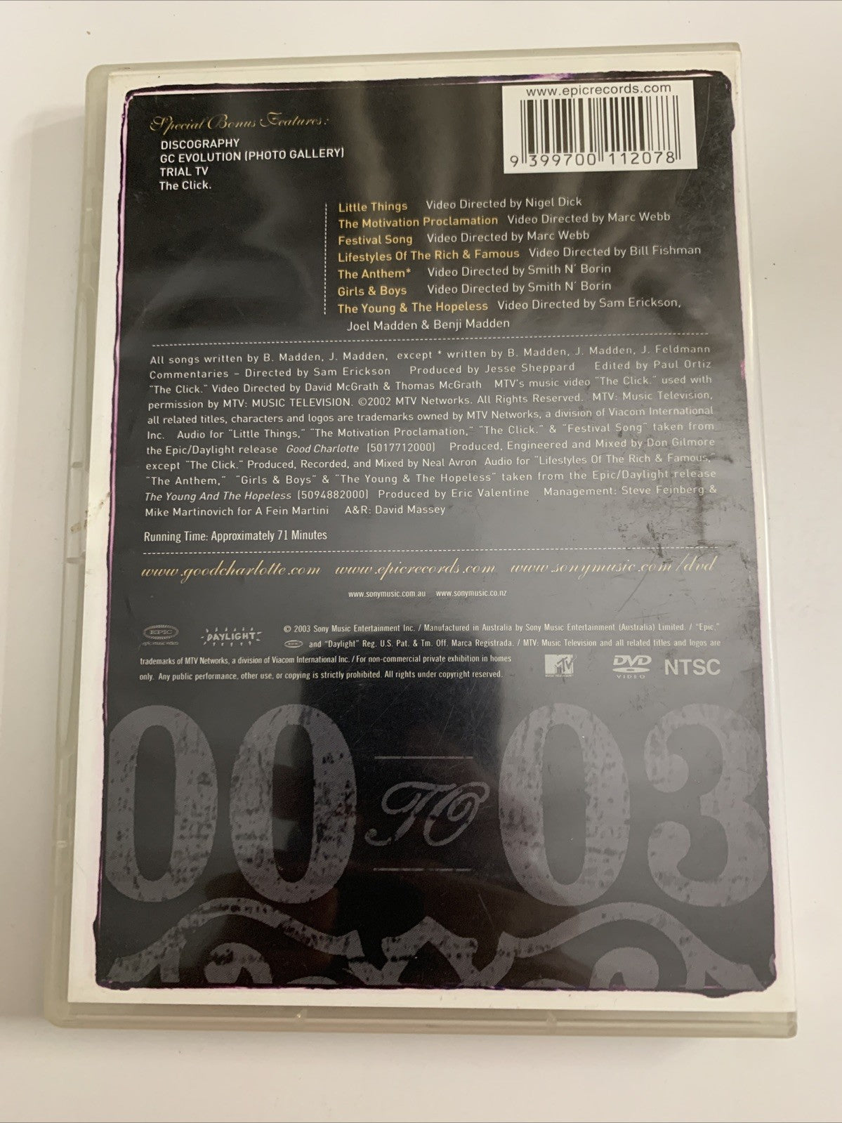 Good Charlotte Video Collection (DVD, 2000) All Regions