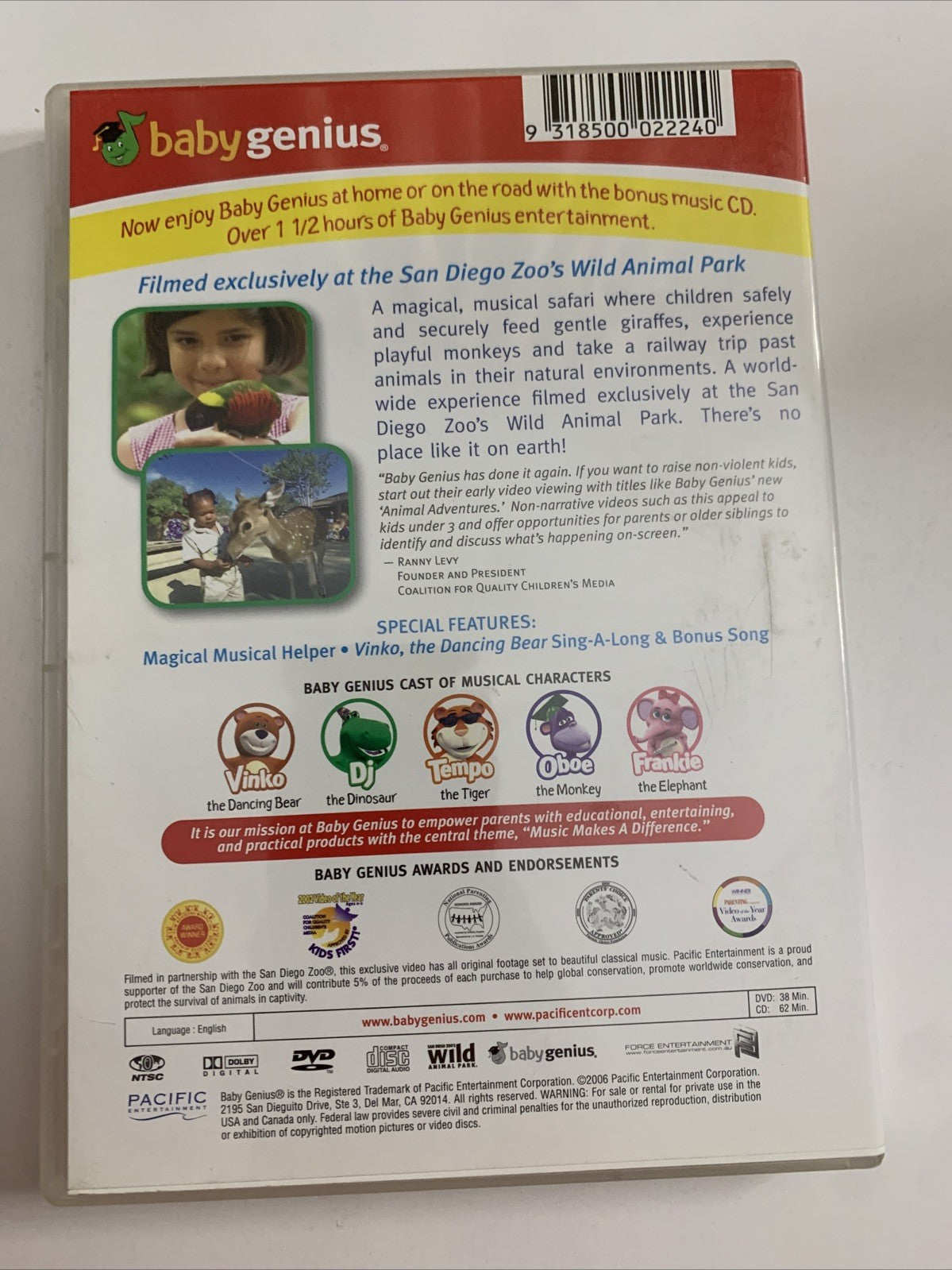 Baby Genius Animal Adventures (DVD, 2006) Early Education All Regions