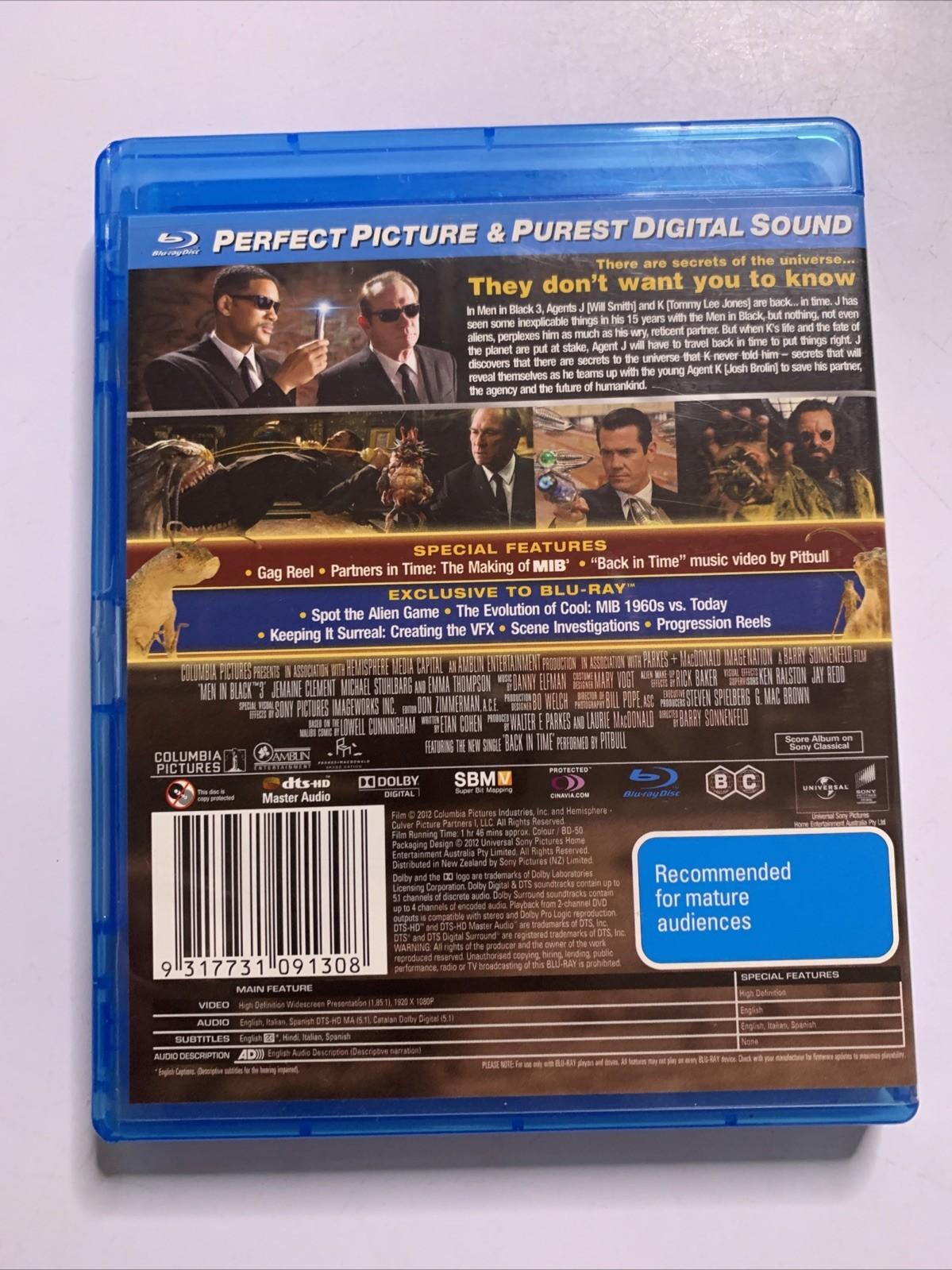 Men In Black 1 & 3 (Blu-ray, 1997) Will Smith, Tommy Lee Jones Region B