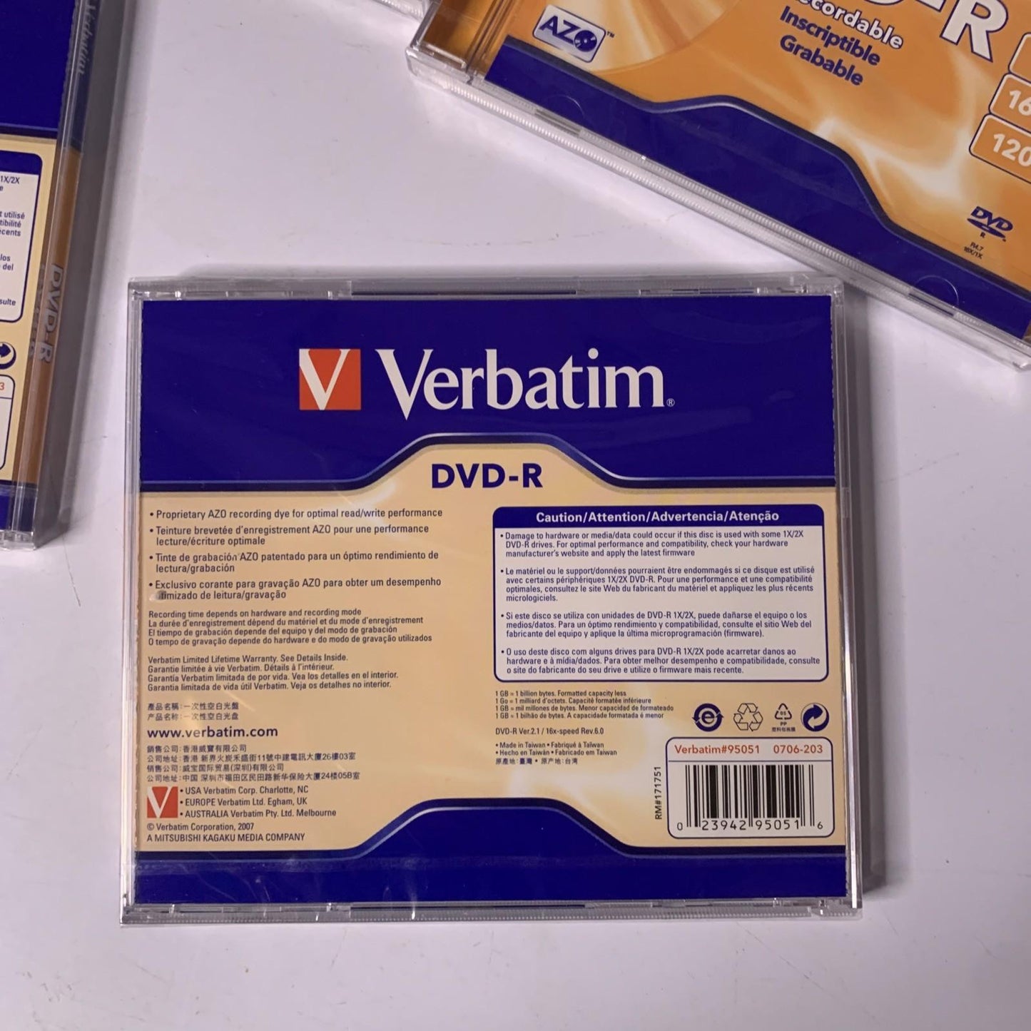 4x Verbatim DVD-R Recordable 4.7GB 16x Speed 120 Min Blank Disc NEW Sealed