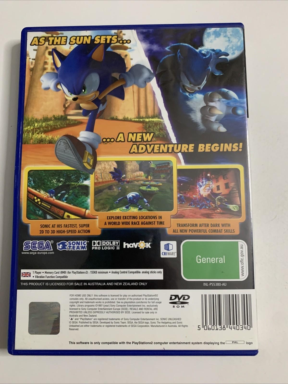 Sonic Unleashed 2008 PS2 Sony Playstation 2 PAL SEGA Platformer Game Complete