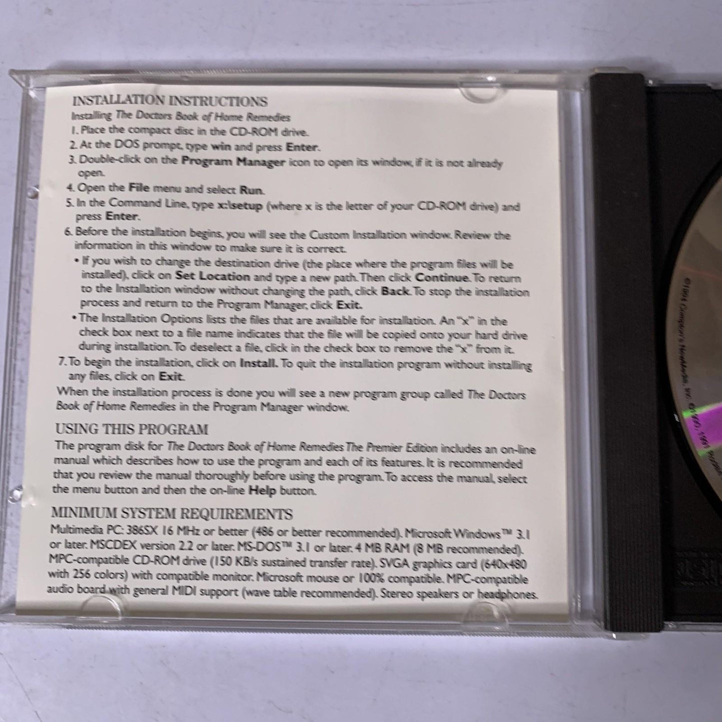 The Doctors Book Of Home Remedies : Premier Edition PC CD-ROM Windows