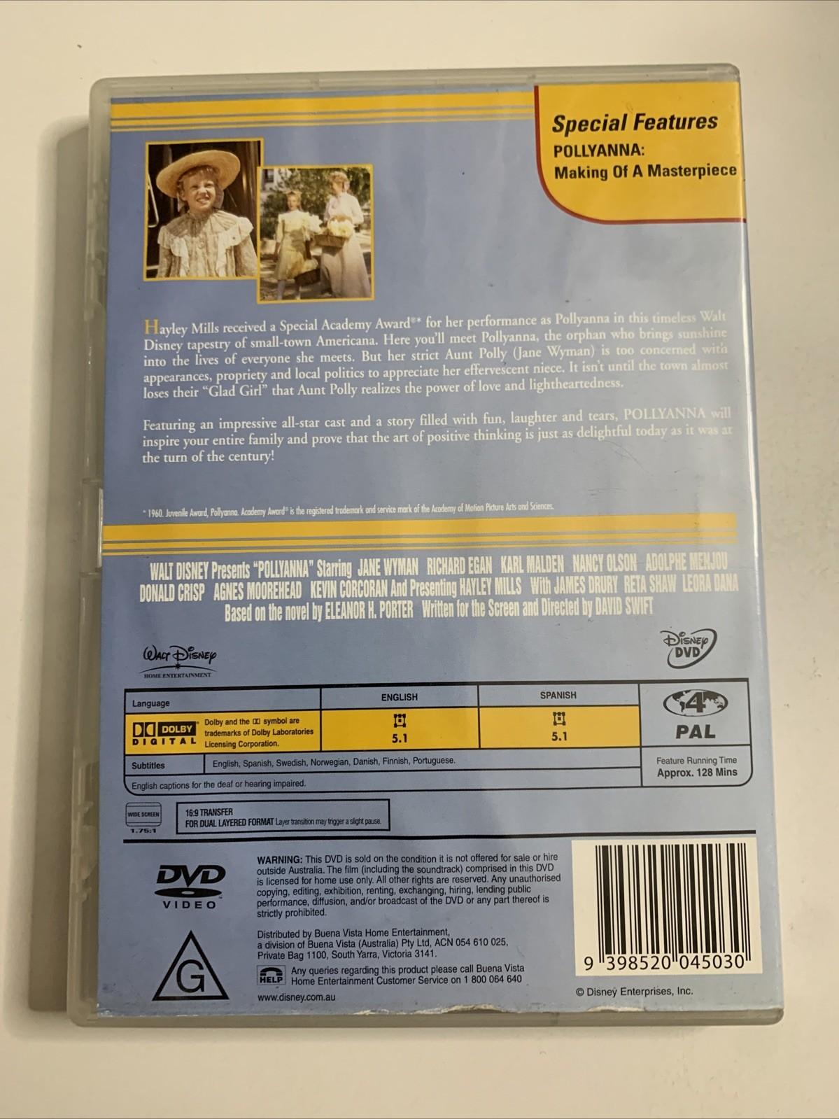 Pollyanna (DVD, 1960) Disney Film Hayley Mills Region 4